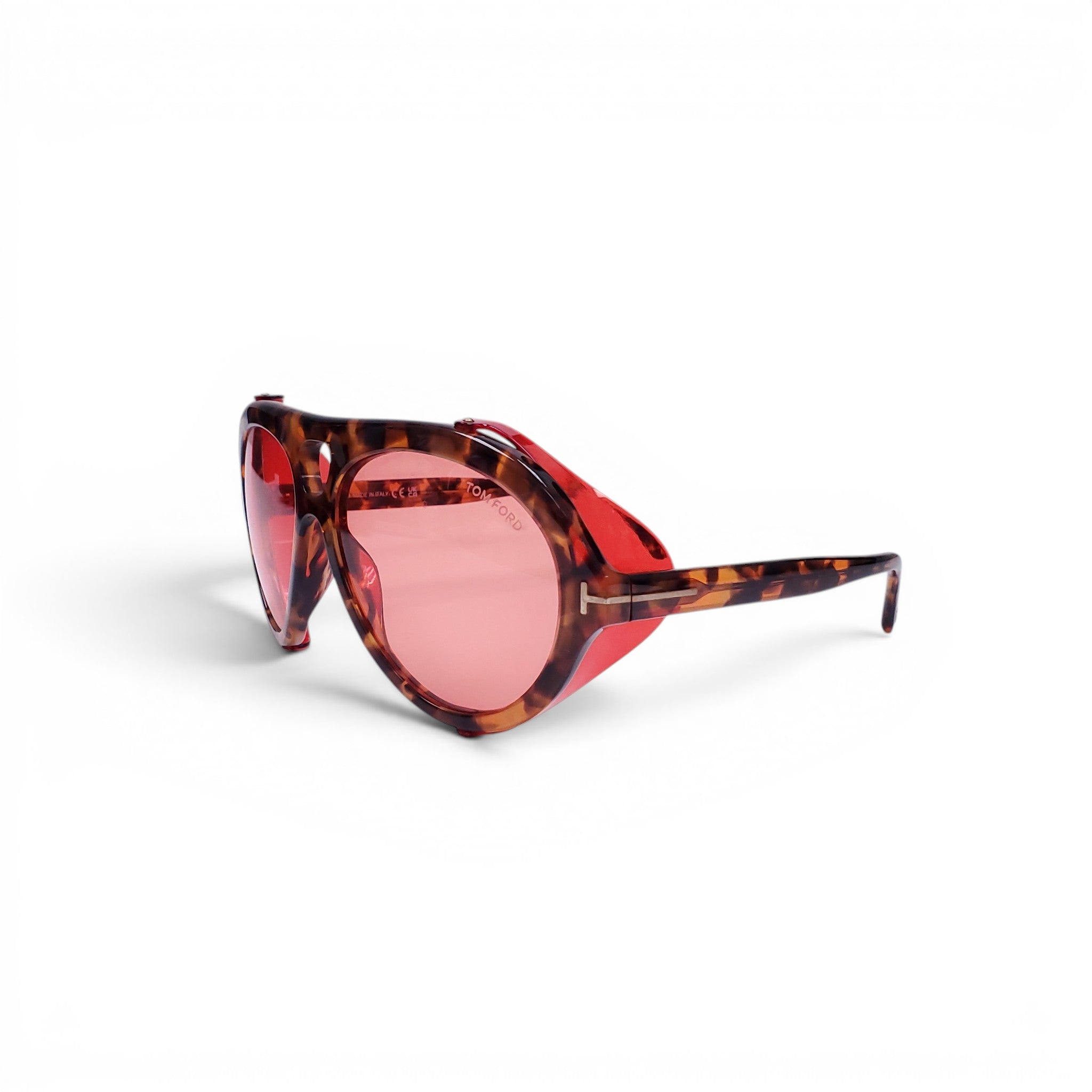 TOM FORD TORTOISE AVIATOR SUNGLASSES WITH PINK LENSES
