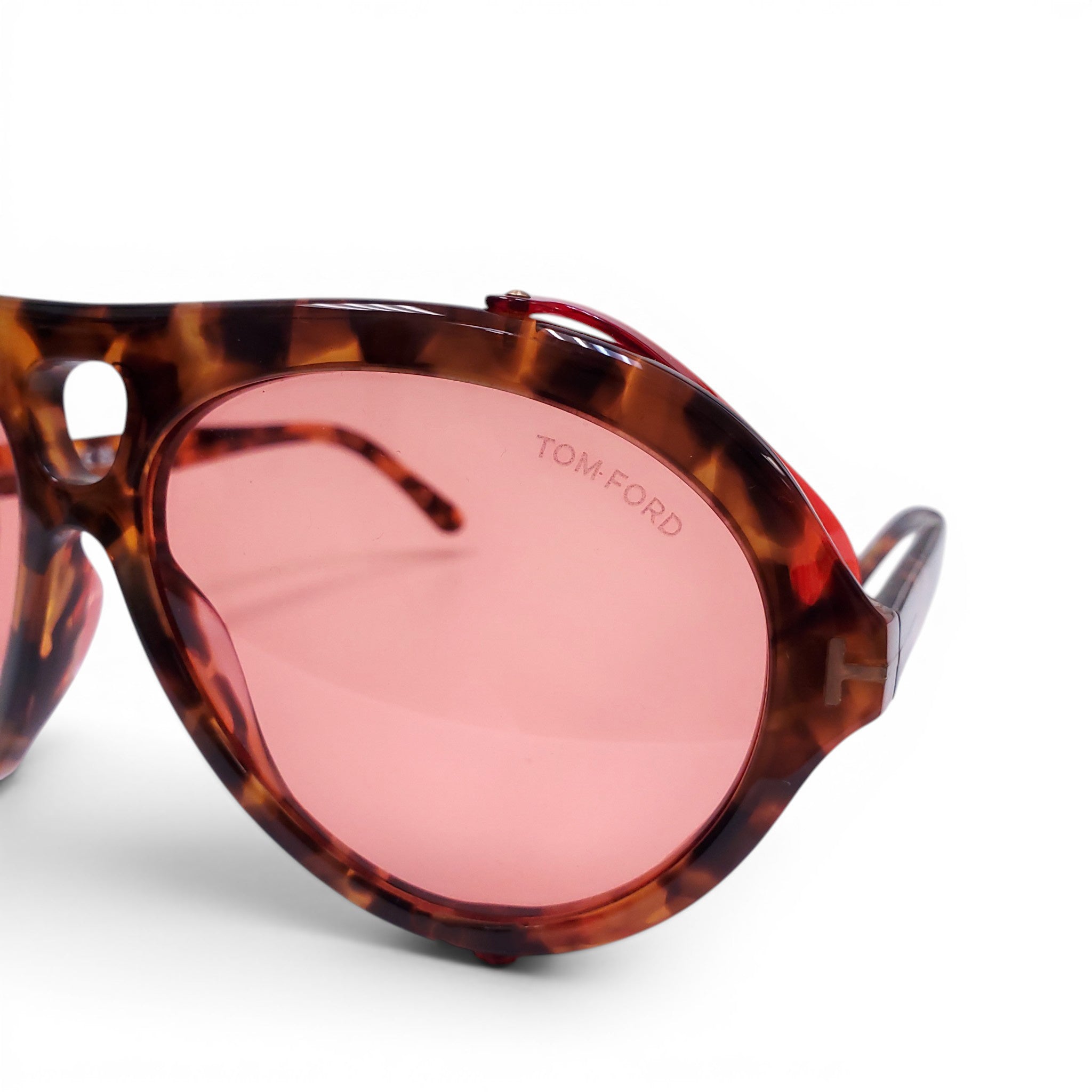 TOM FORD TORTOISE AVIATOR SUNGLASSES WITH PINK LENSES