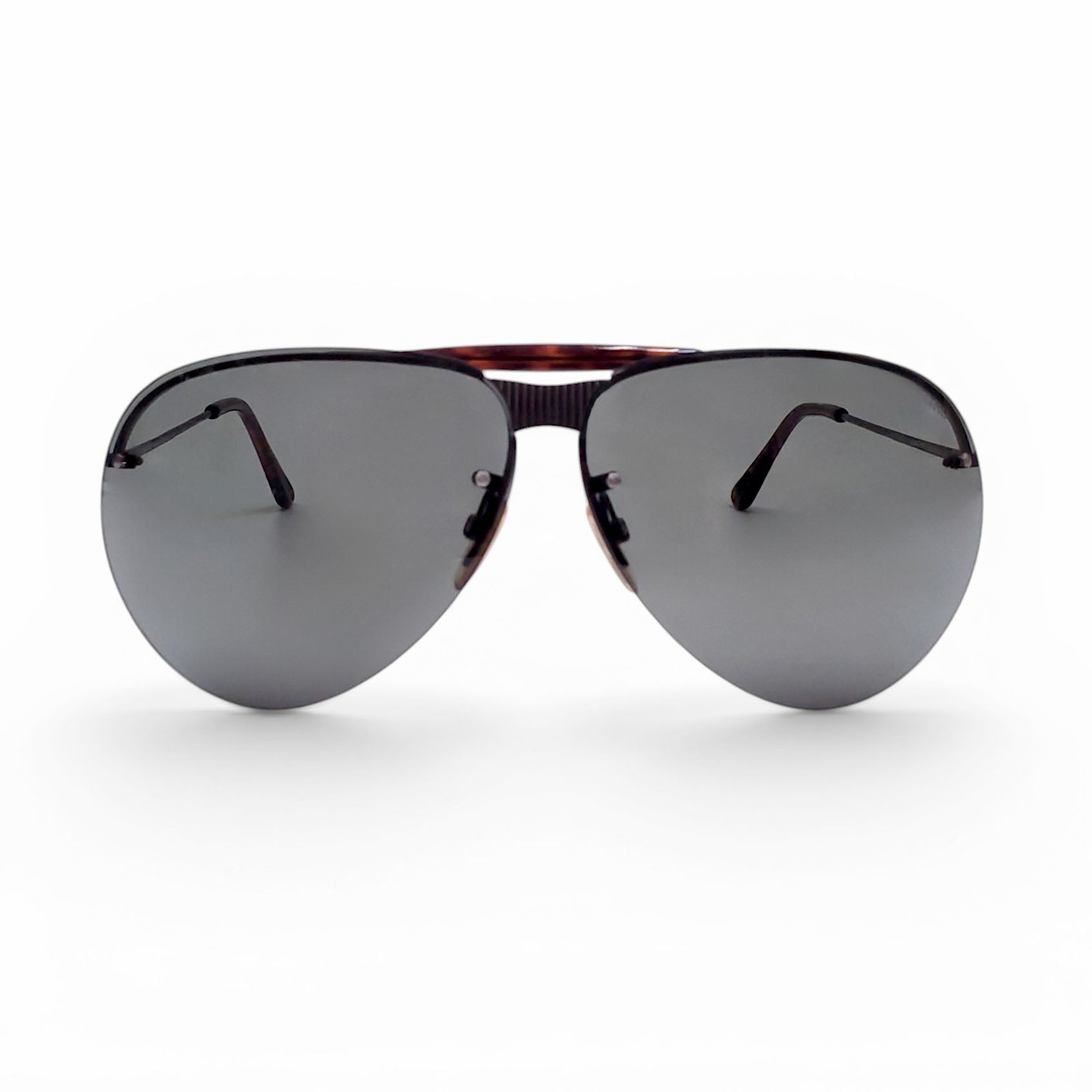 TOM FORD BLACK AVIATOR SUNGLASSES WITH TORTOISE SHELL DETAIL