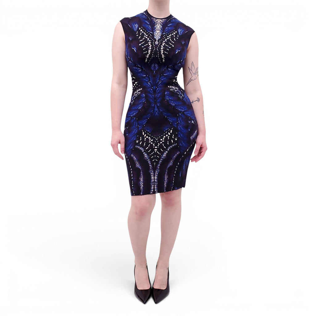 ALEXANDER MCQUEEN BLUE AND PURPLE KNIT DRESS - SIZE M