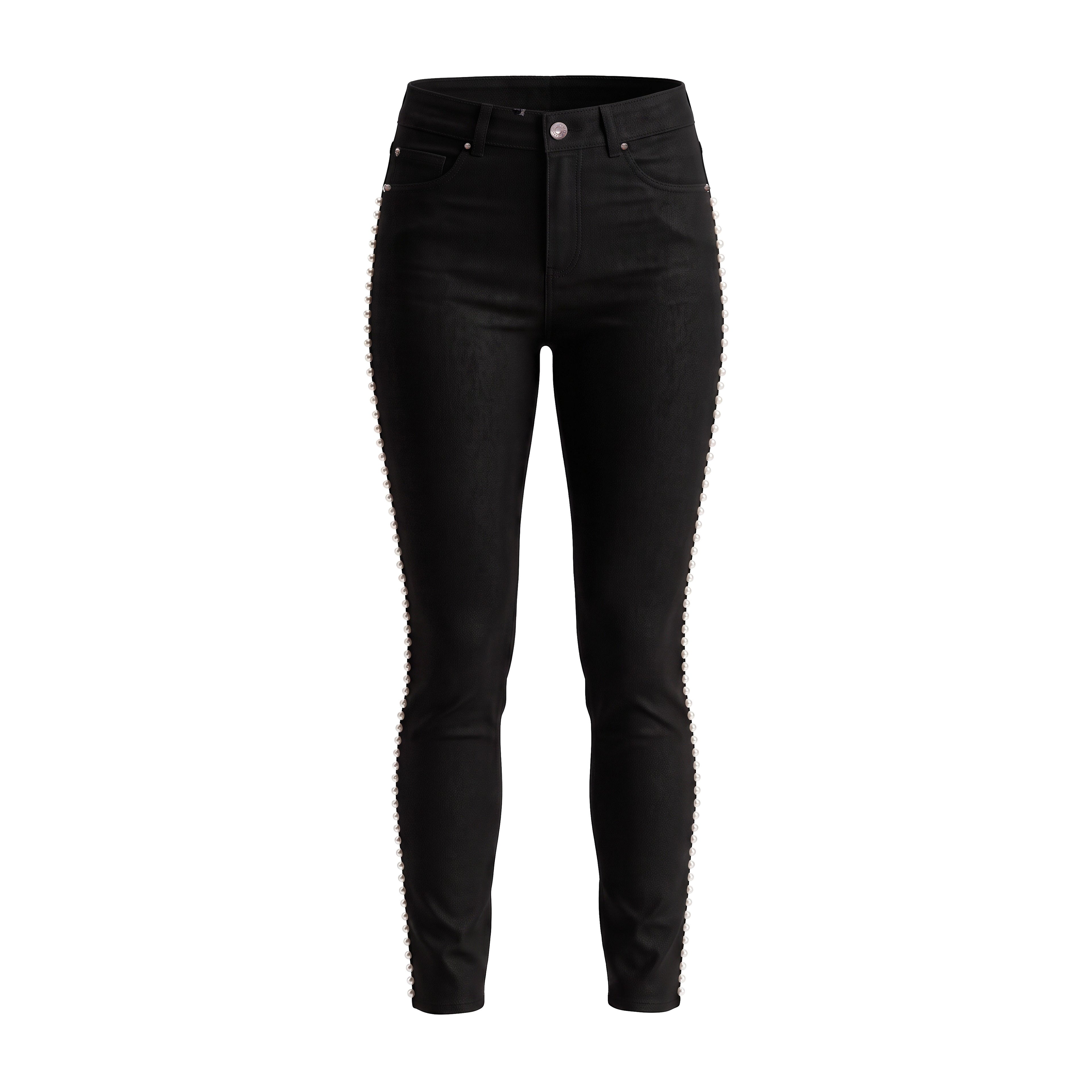 ALEXANDER MCQUEEN BLACK JEANS WITH PEARL BEAD DETAILS - SIZE 38