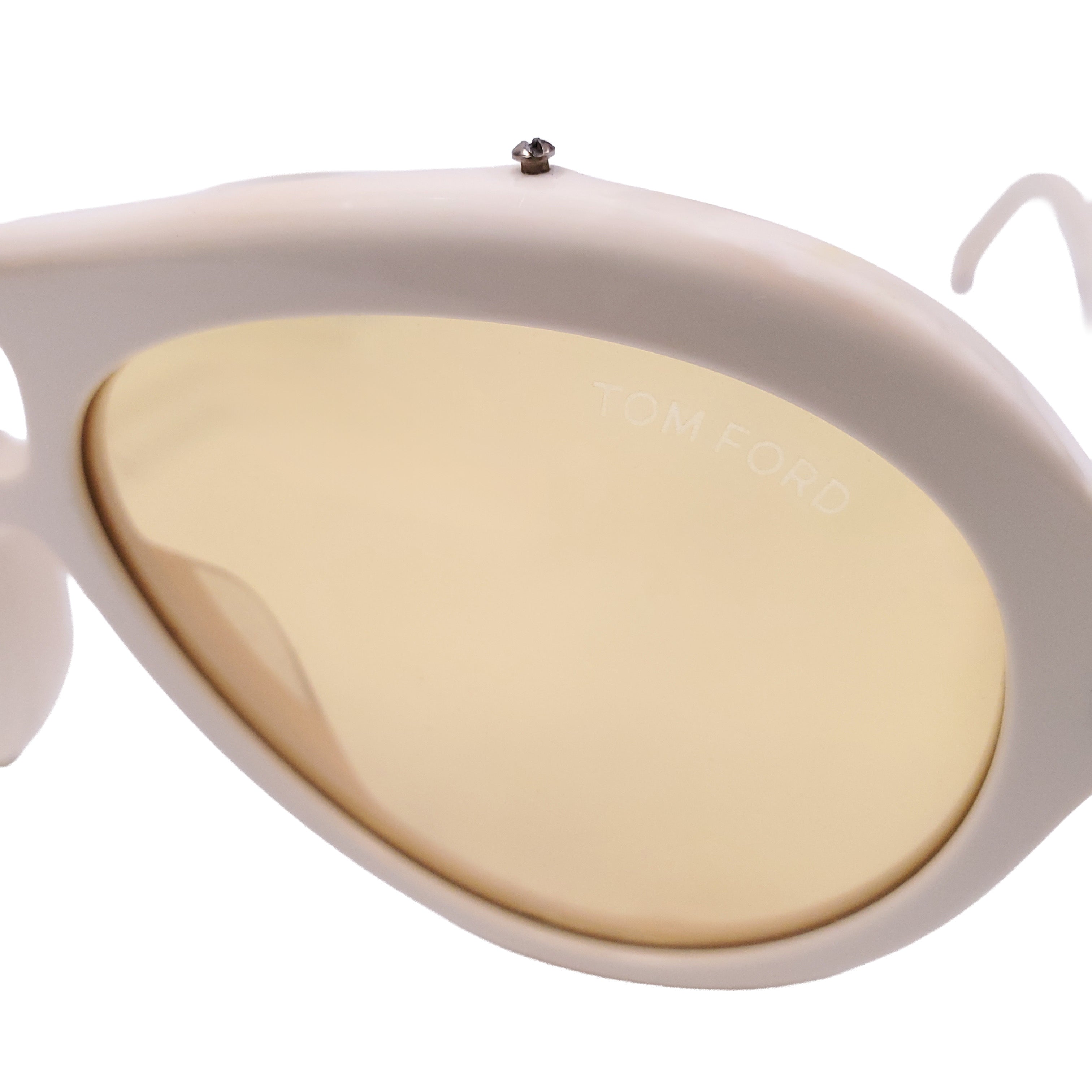 TOM FORD WHITE AVIATOR SUNGLASSES WITH YELLOW LENSES