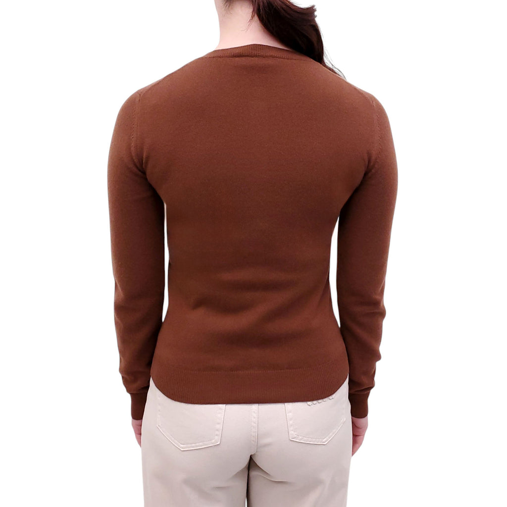 MIU MIU BROWN ARGYLE LOGO CARDIGAN - SIZE 38