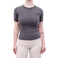 MIU MIU GREY CASHMERE SHORT-SLEEVE LOGO SWEATER - SIZE XS