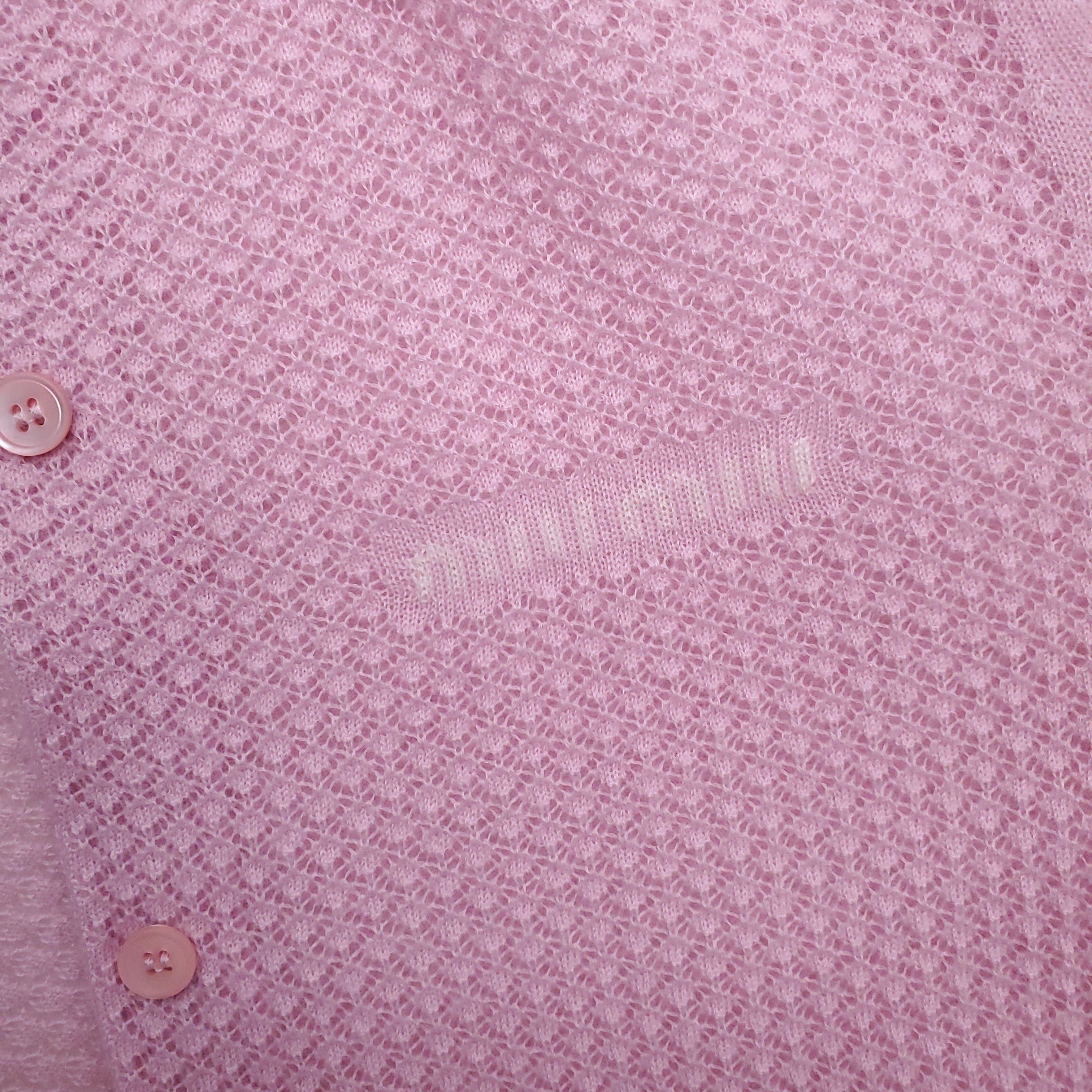MIU MIU PINK DOTTED KNIT LOGO CARDIGAN - SIZE 38
