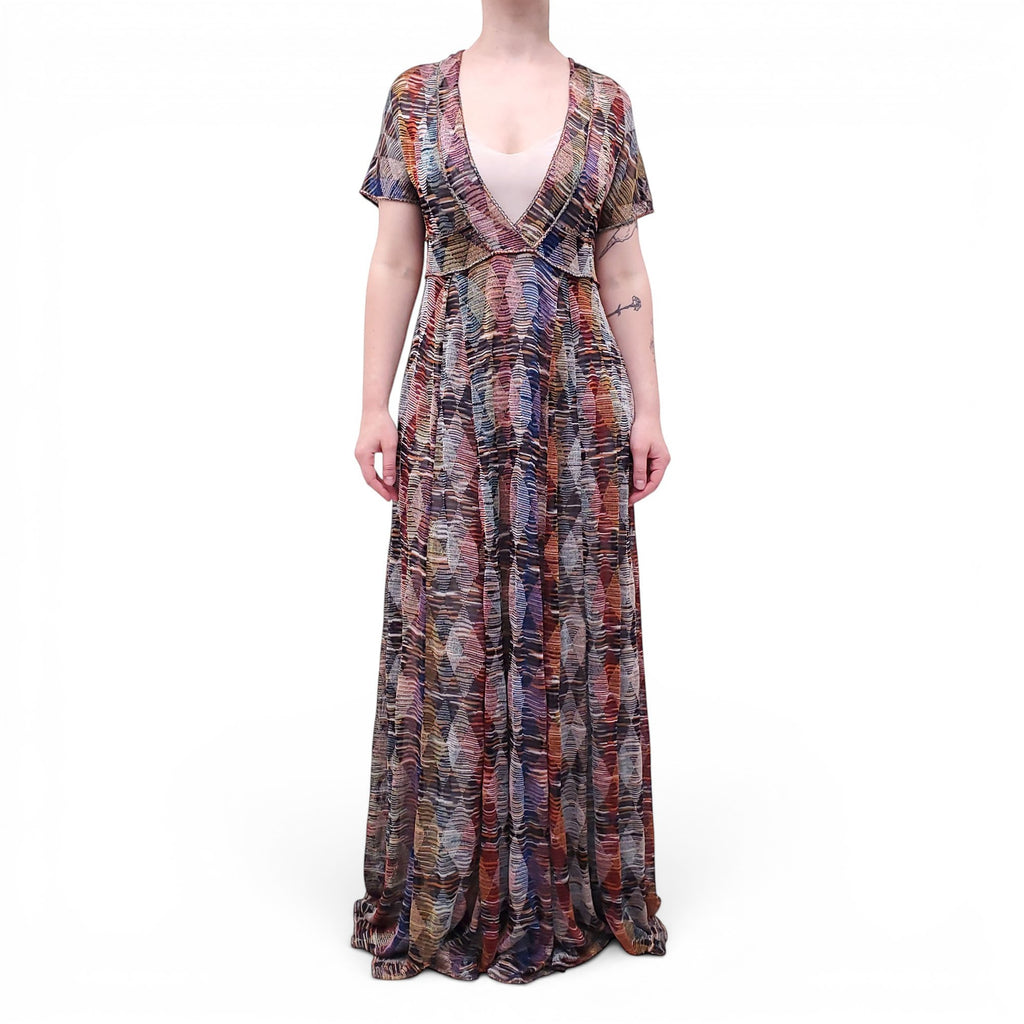 MISSONI RUNWAY METALLIC PATTERNED MAXI DRESS - SIZE 40