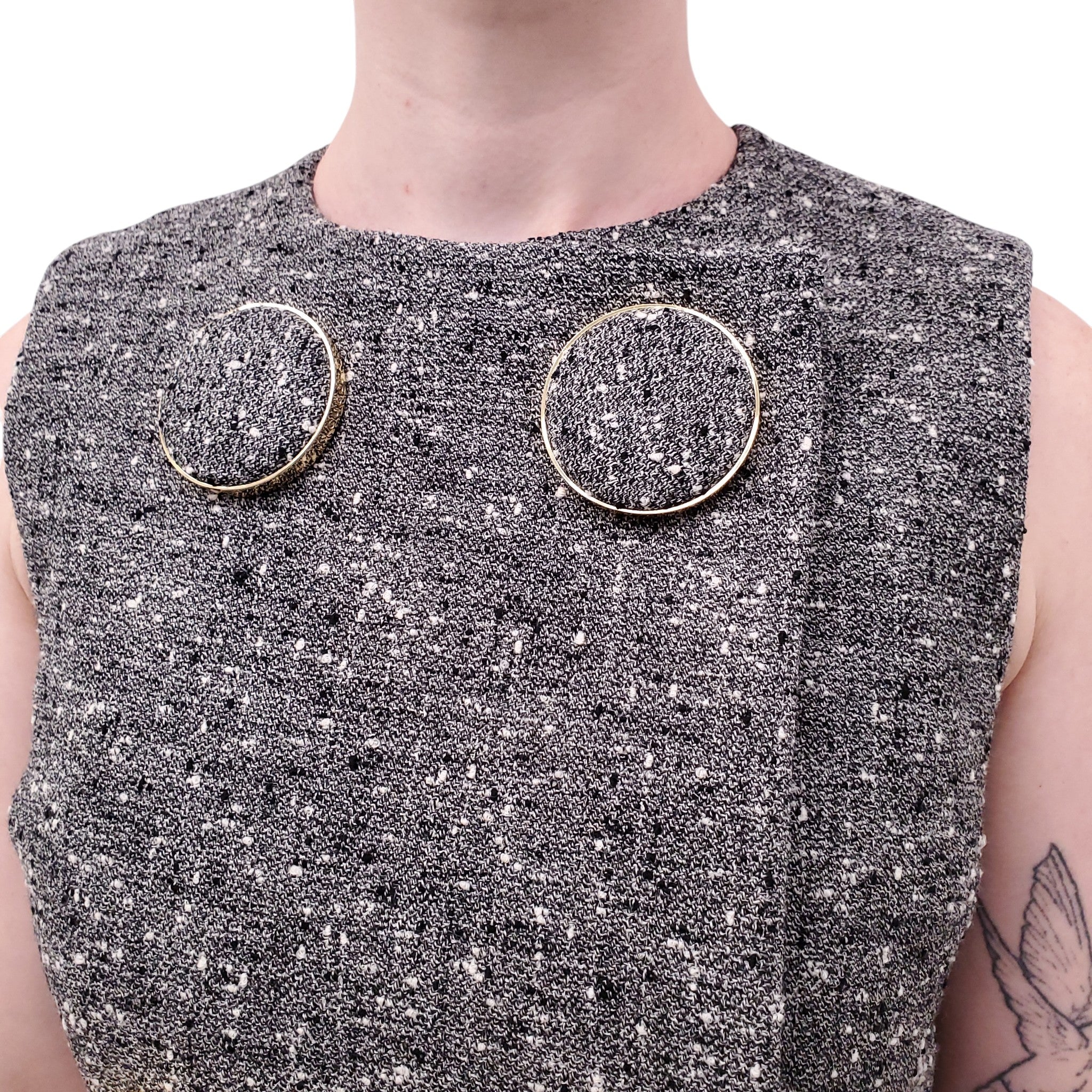 GUCCI SALT & PEPPER BLAZER DRESS WITH LARGE BUTTONS - SIZE 40