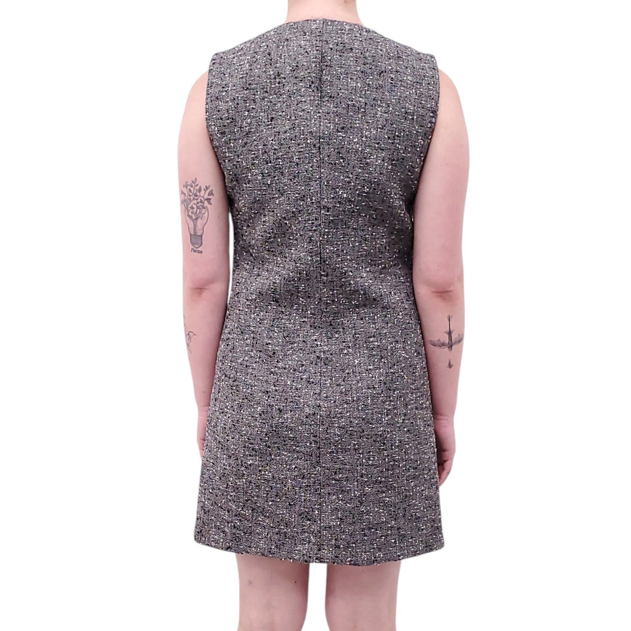 GUCCI SALT & PEPPER BLAZER DRESS WITH LARGE BUTTONS - SIZE 40