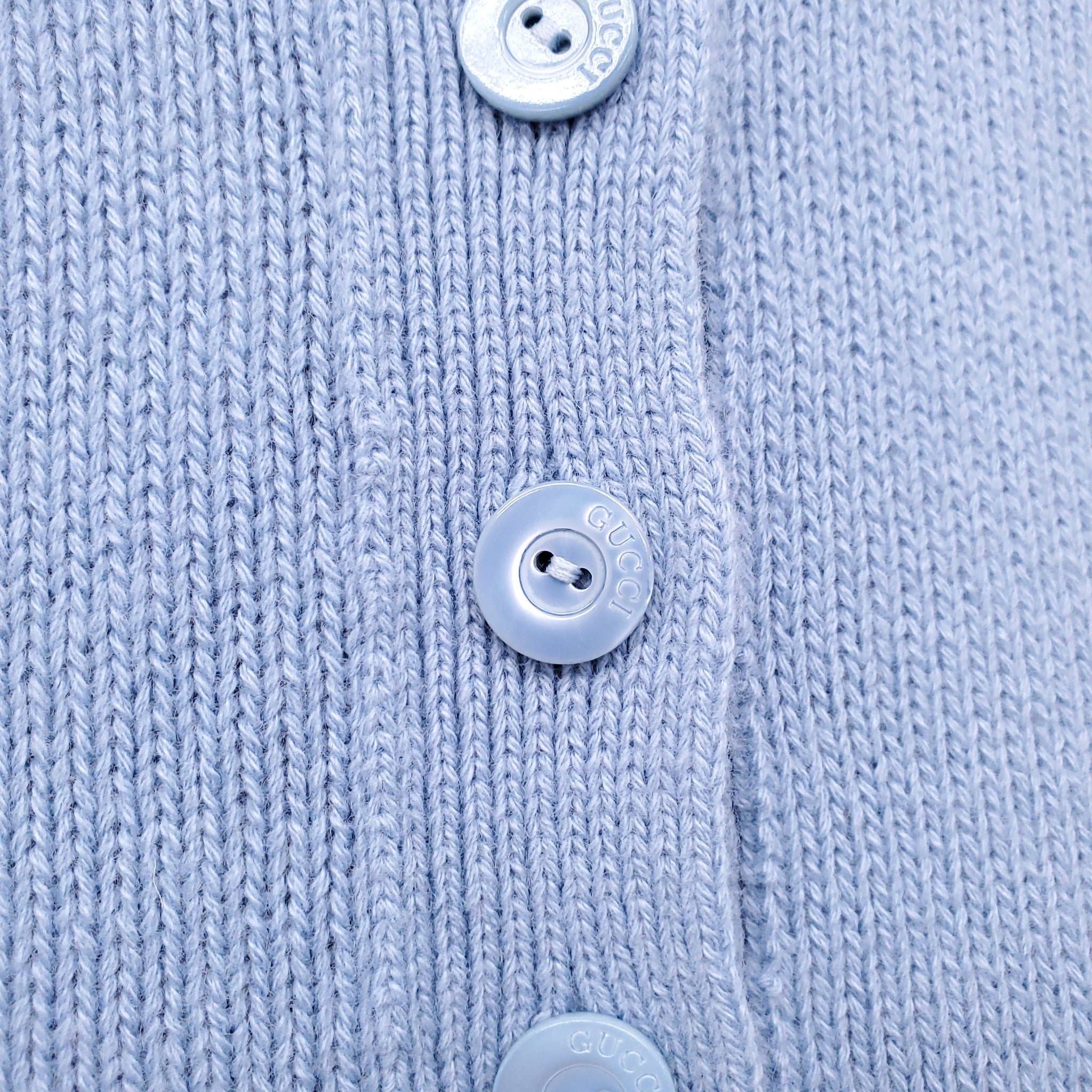 GUCCI BABY BLUE POLO SWEATER - SIZE XS