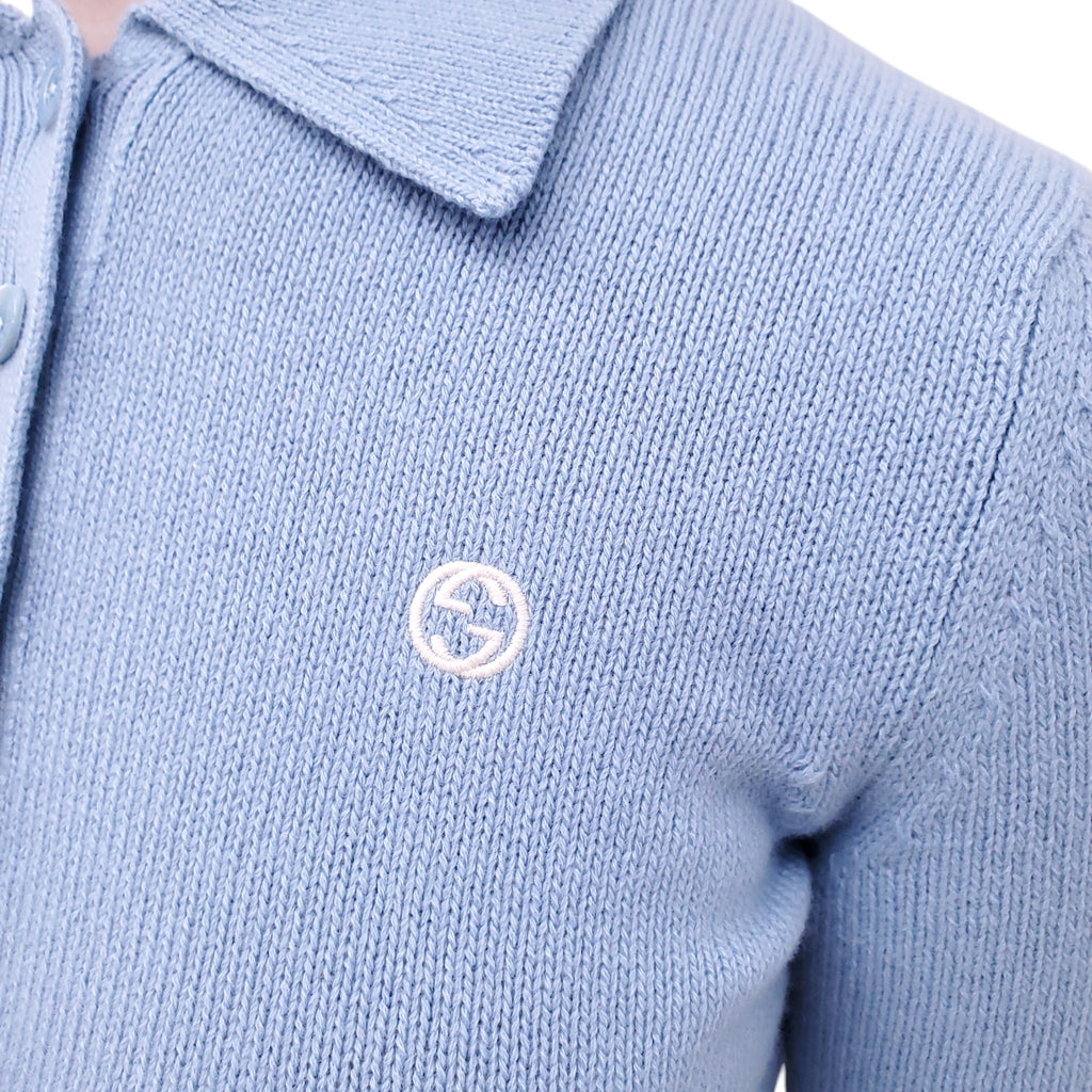 GUCCI BABY BLUE POLO SWEATER - SIZE XS
