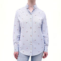 GUCCI BLUE STRIPED SHIRT WITH DAGGER HEART ICONS - SIZE 40