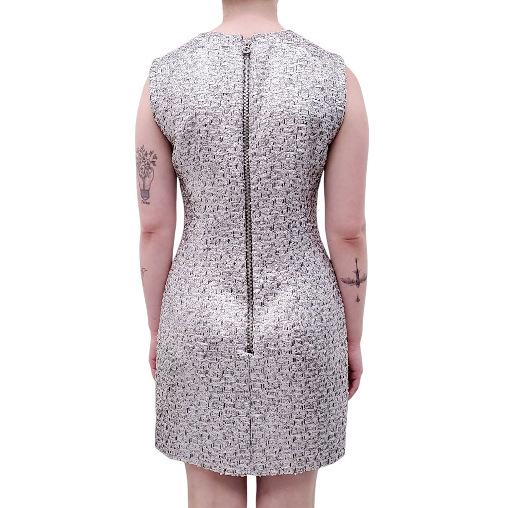 GUCCI SILVER METALLIC TWEED DRESS - SIZE 42