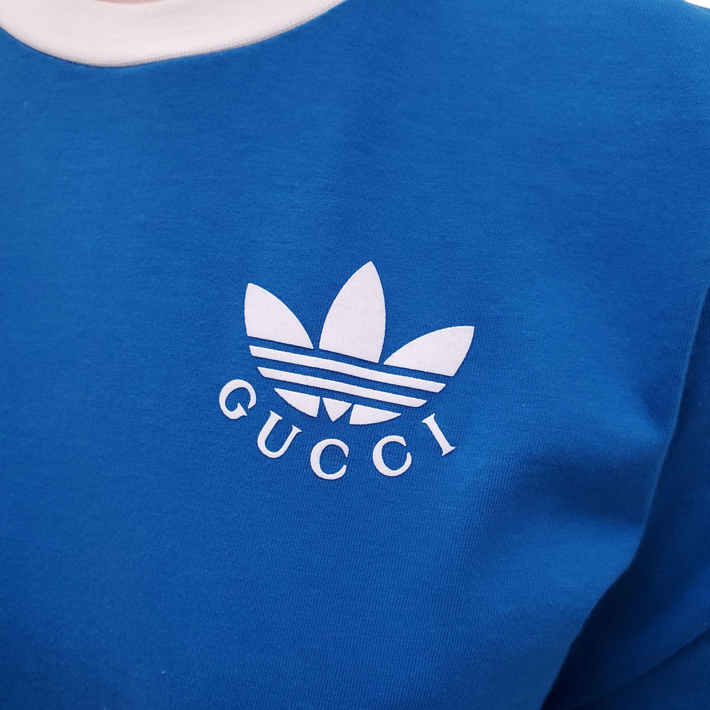 GUCCI x ADIDAS BLUE LOGO T-SHIRT DRESS - SIZE S