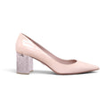 MIU MIU NUDE PATENT CRYSTAL BLOCK HEELS - SIZE 39