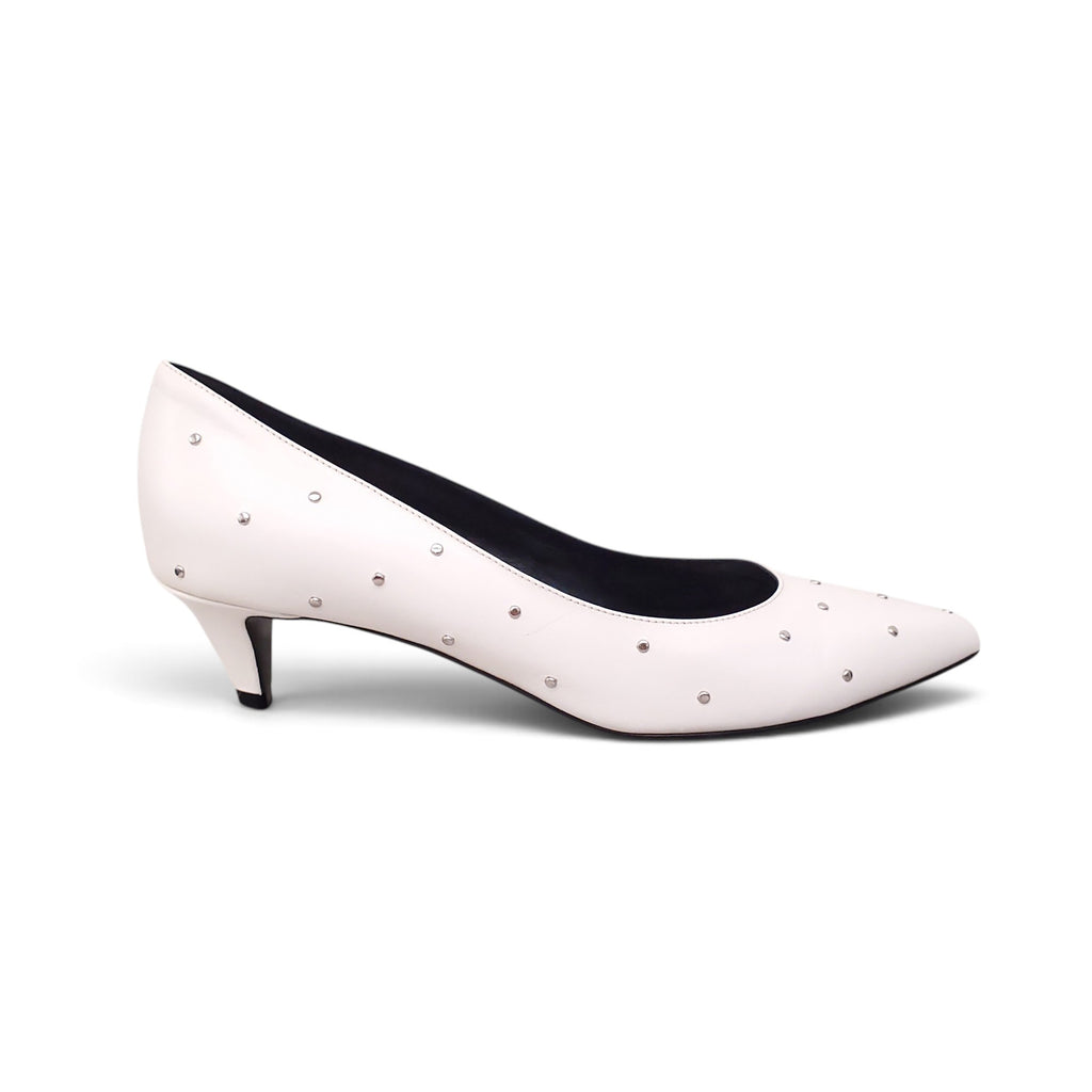 CELINE CREAM STUDDED KITTEN HEELS - SIZE 38