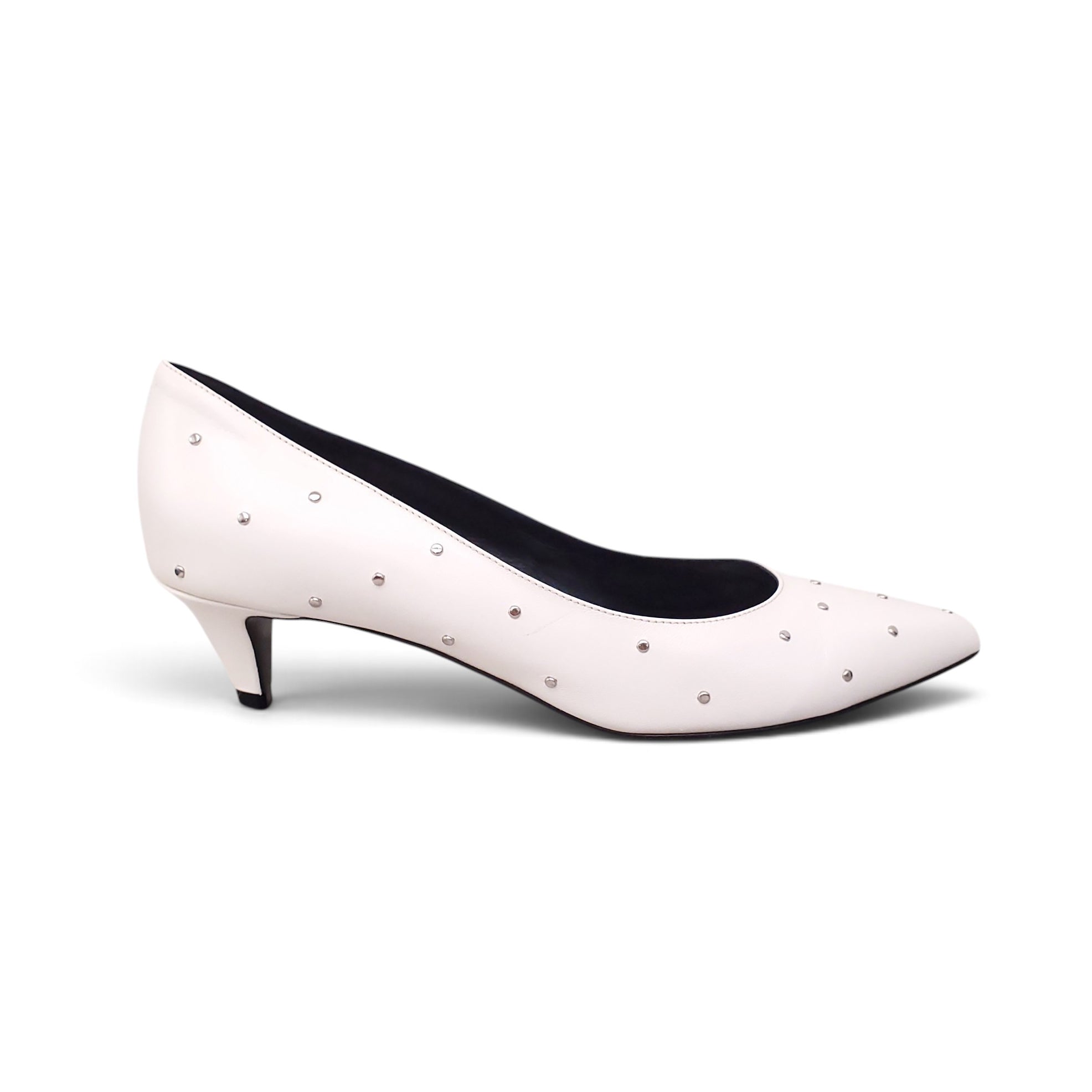 CELINE CREAM STUDDED KITTEN HEELS - SIZE 38
