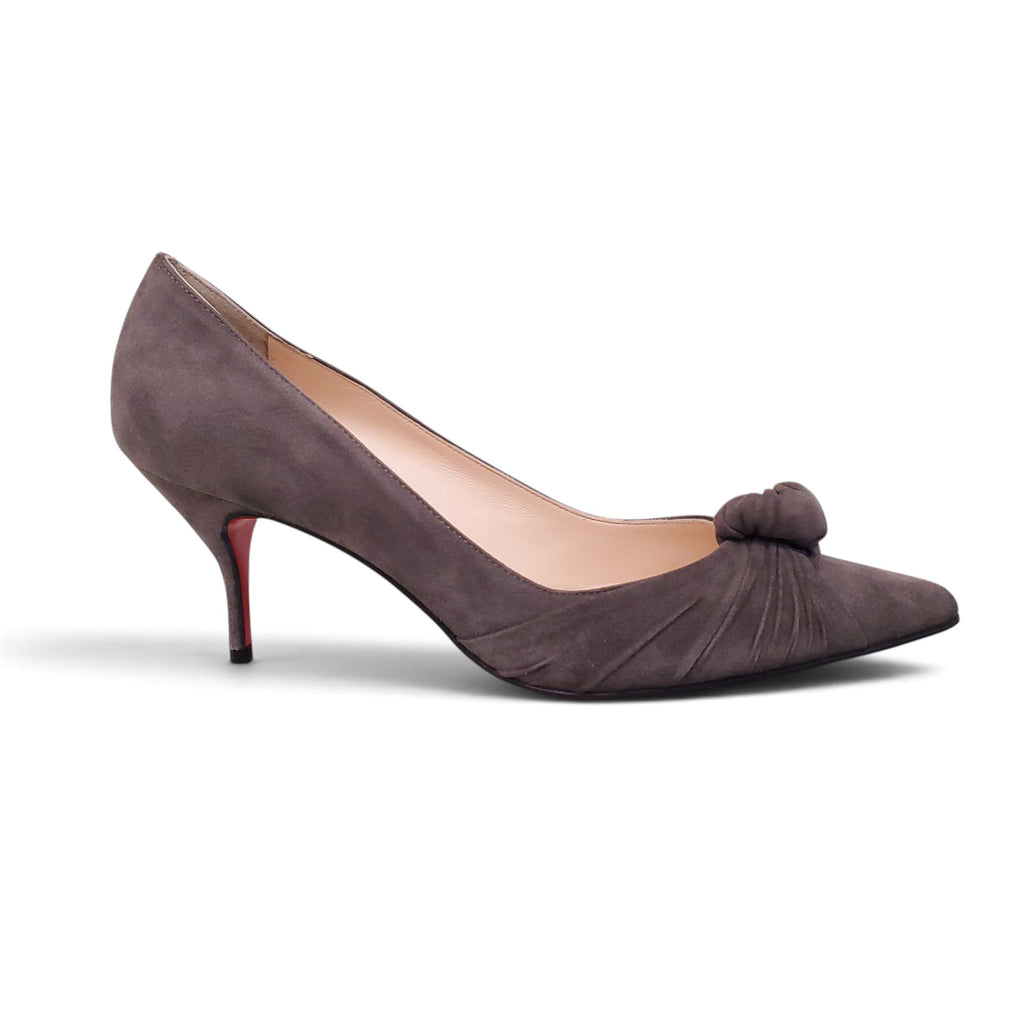 CHRISTIAN LOUBOUTIN GREY SUEDE HEELS - SIZE 38.5