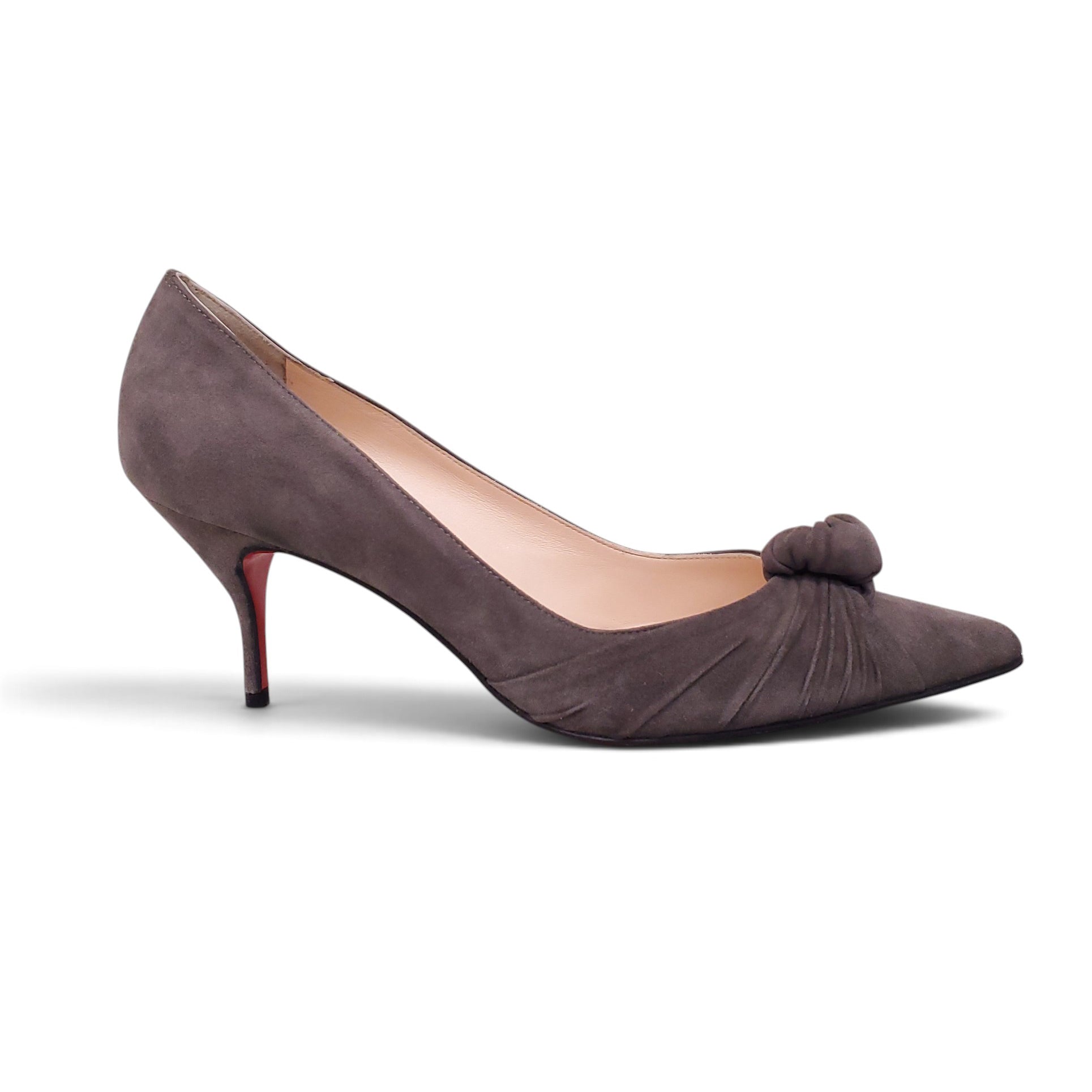 CHRISTIAN LOUBOUTIN GREY SUEDE HEELS - SIZE 38.5