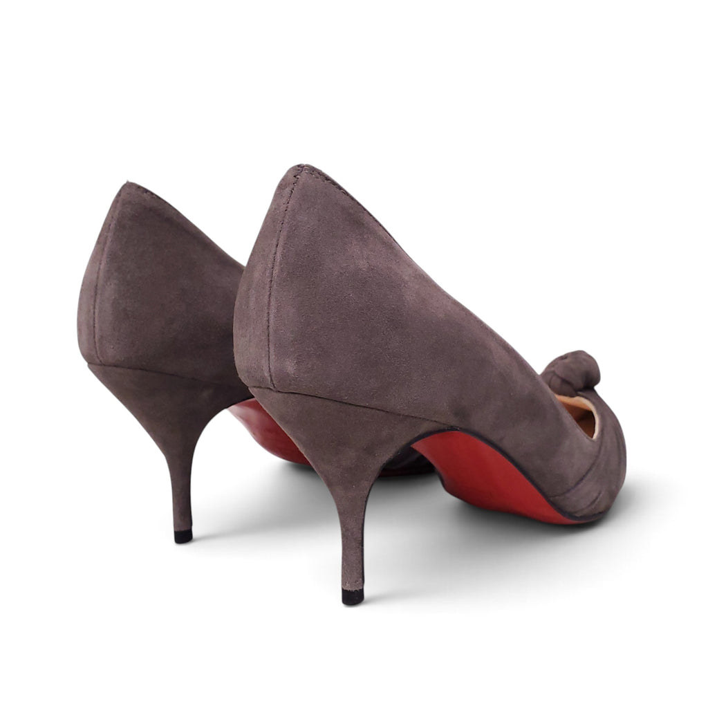 CHRISTIAN LOUBOUTIN GREY SUEDE HEELS - SIZE 38.5