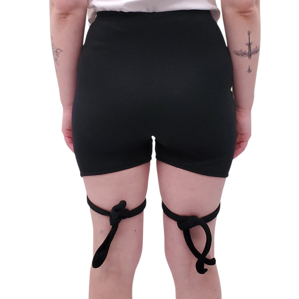 OTTOLINGER BLACK RIBBED SHORTS WITH TIES - SIZE S