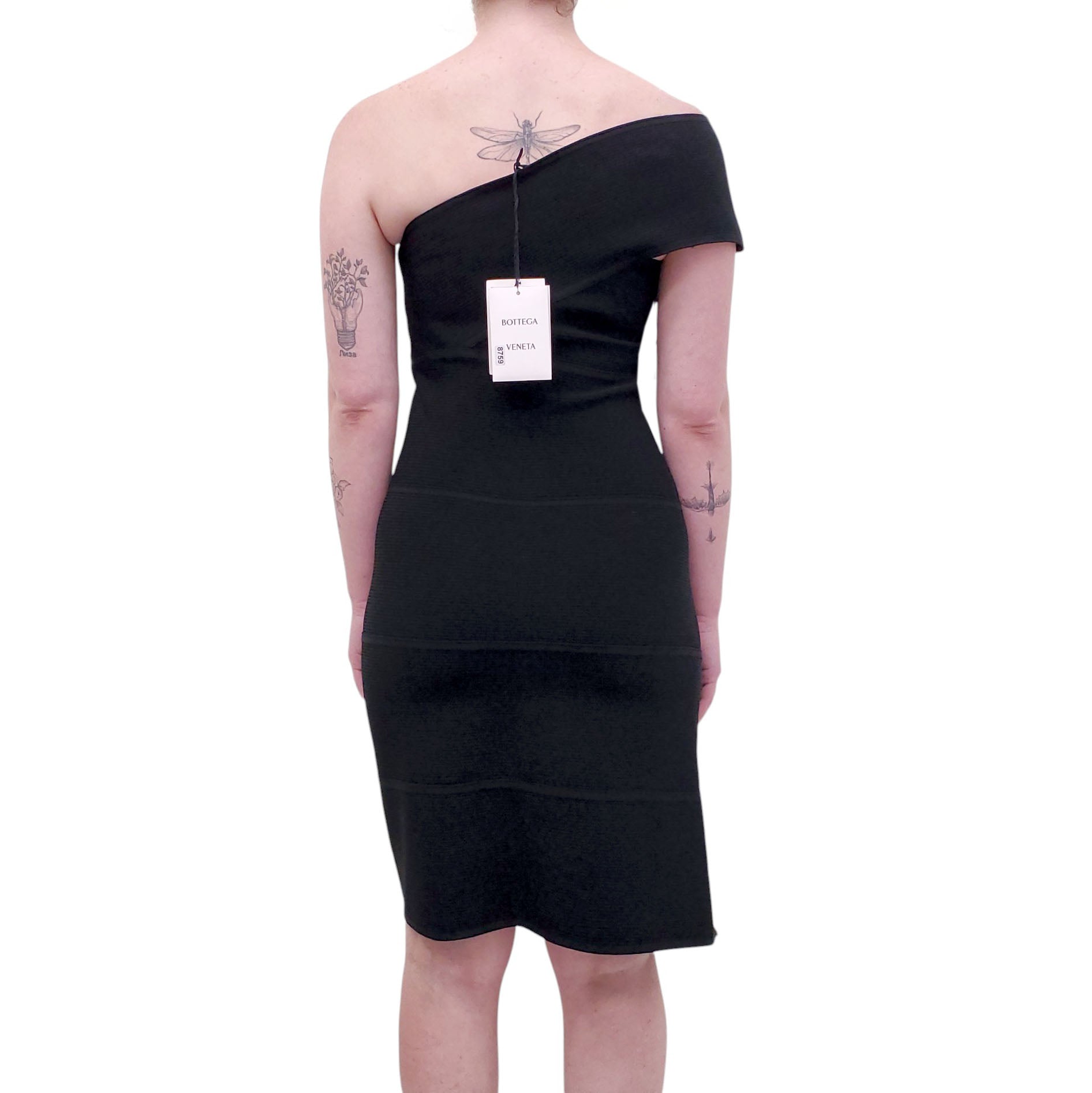 BOTTEGA VENETA BLACK FLAT RIB DRESS - SIZE S