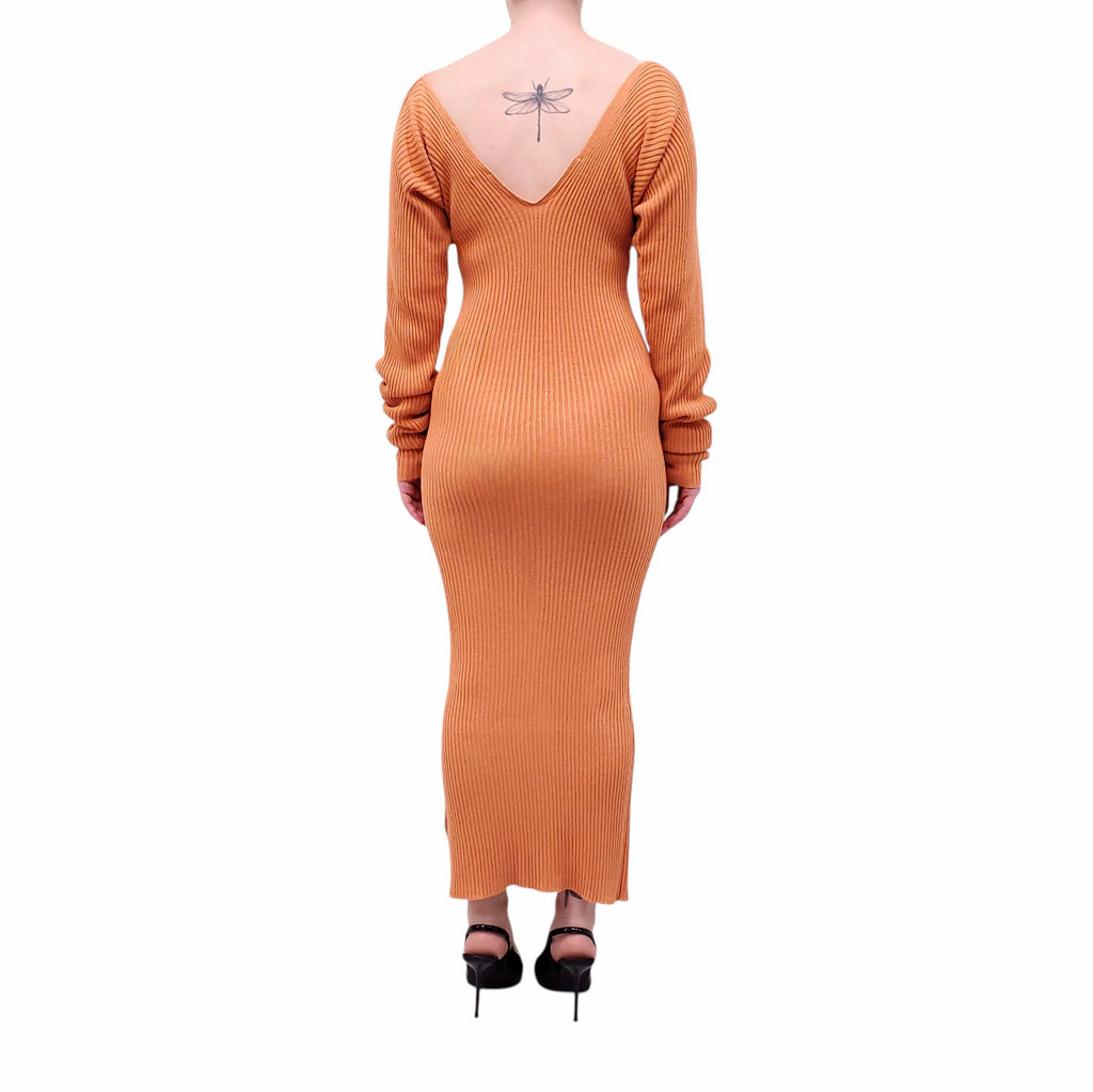 REMAIN ORANGE RIBBED SWEATER DRESS - SIZE 2