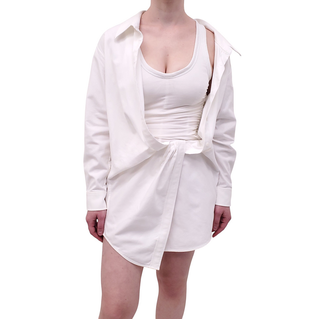 ALEXANDER WANG WHITE BUTTON UP SHIRT DRESS - SIZE 4