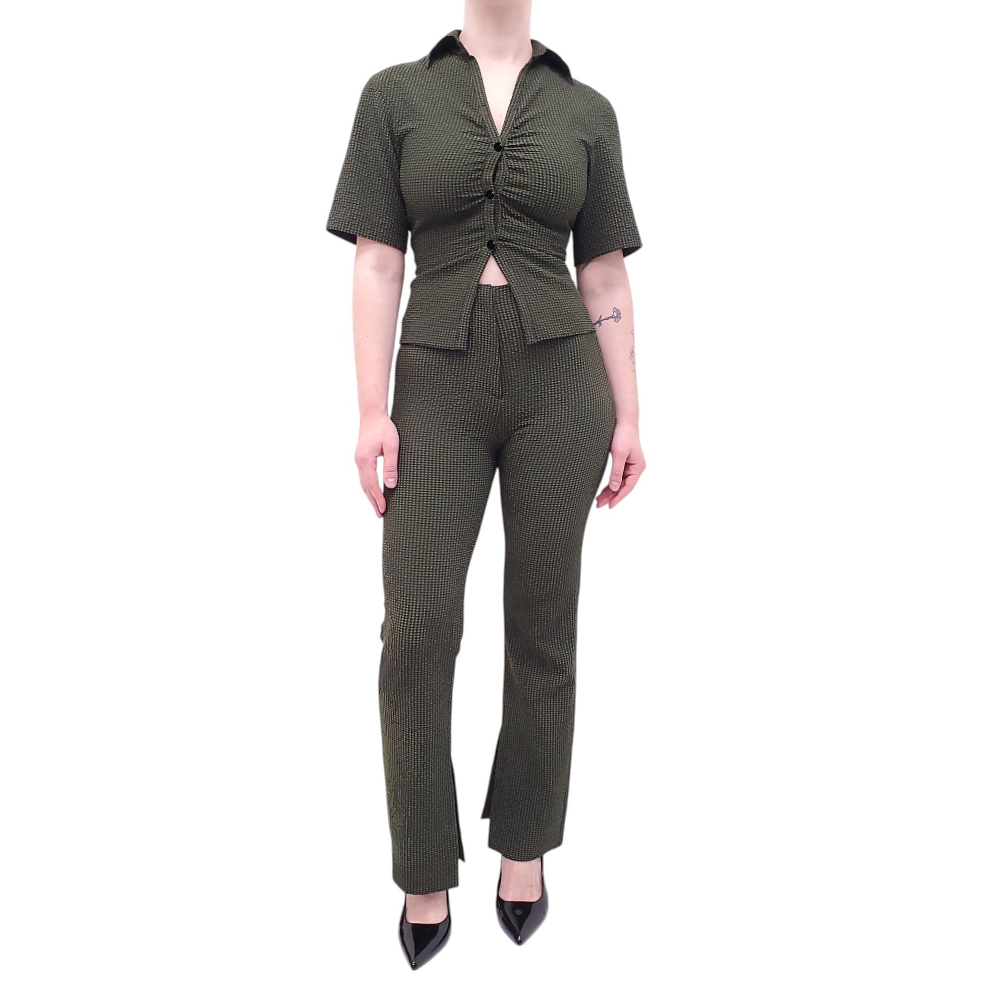 NANUSHKA GREEN PLAID PANTS SET - SIZE XS