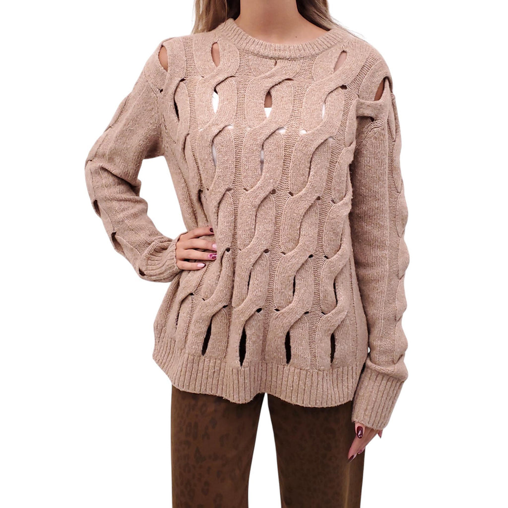 HELMUT LANG CAMEL KNIT SWEATER - SIZE S