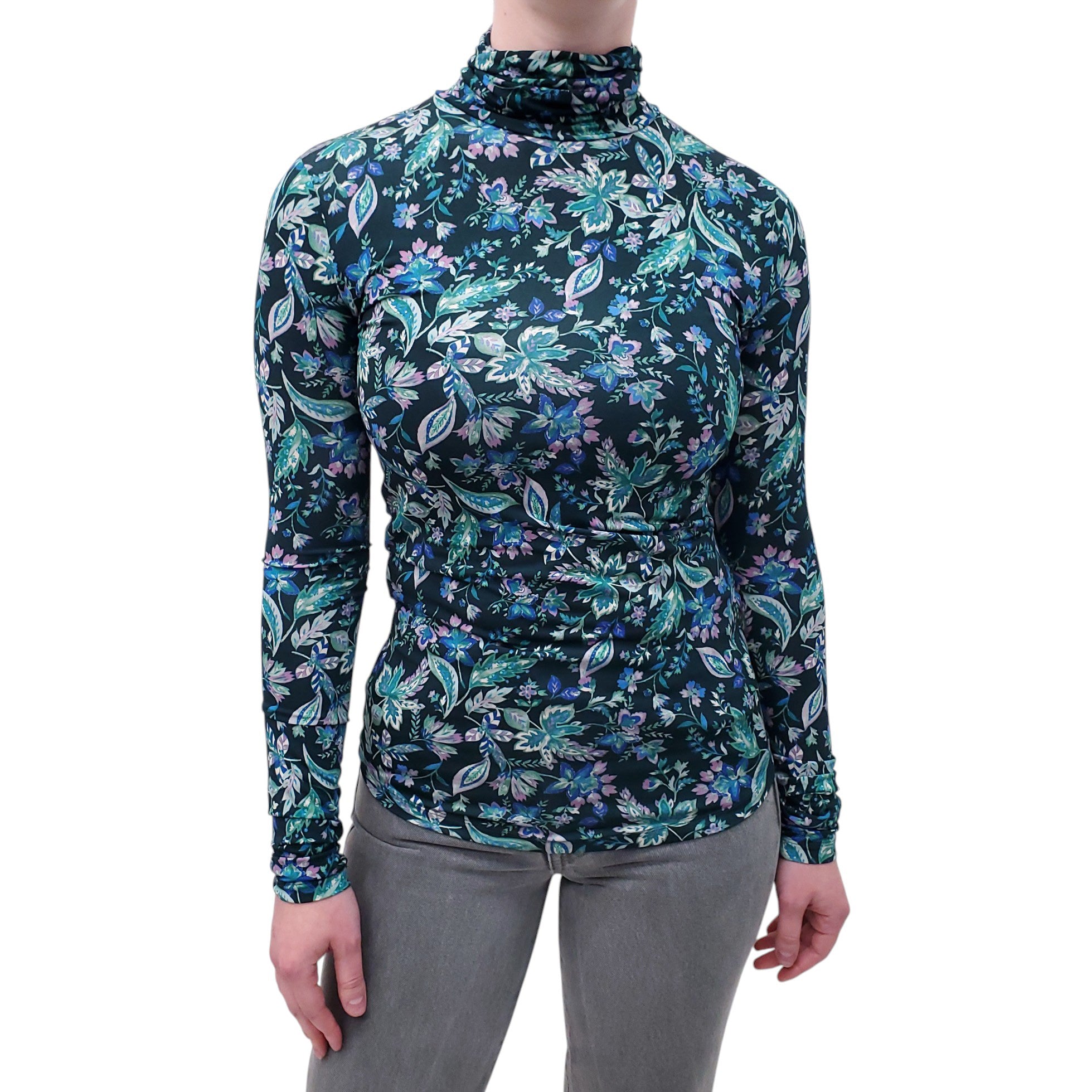 ISABEL MARANT ÉTOILE TEAL FLORAL LONG SLEEVE TOP - SIZE 34