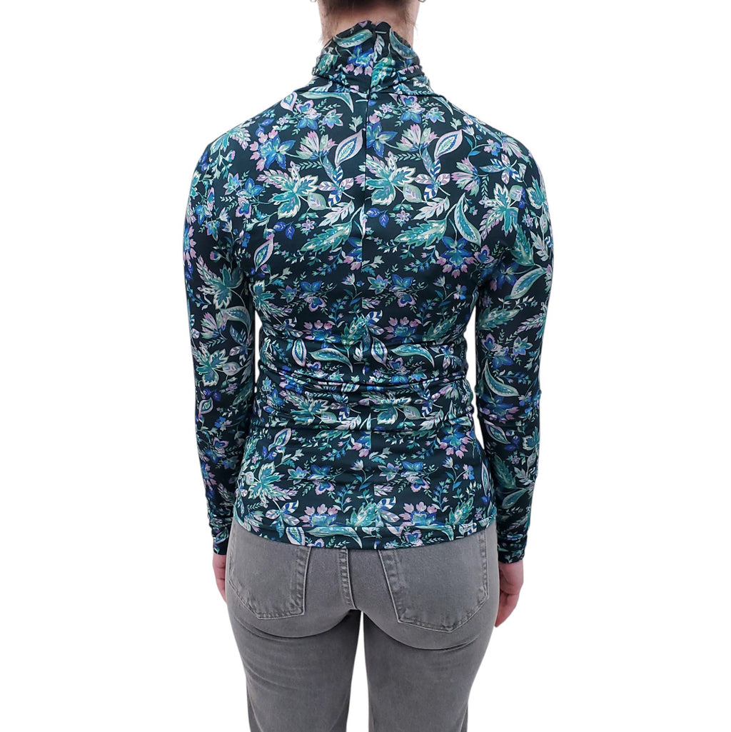 ISABEL MARANT ÉTOILE TEAL FLORAL LONG SLEEVE TOP - SIZE 34
