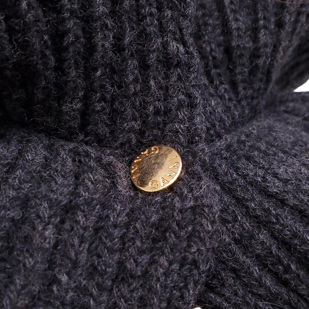 GANNI GREY KNIT RUFFLE SWEATER - SIZE S