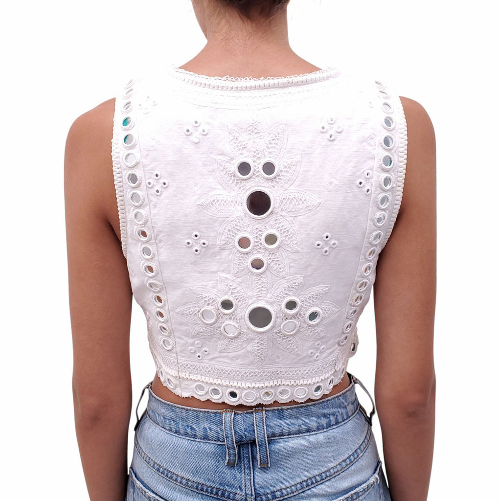 LOVE SHACK FANCY WHITE CAYMAN VEST TOP - SIZE 2