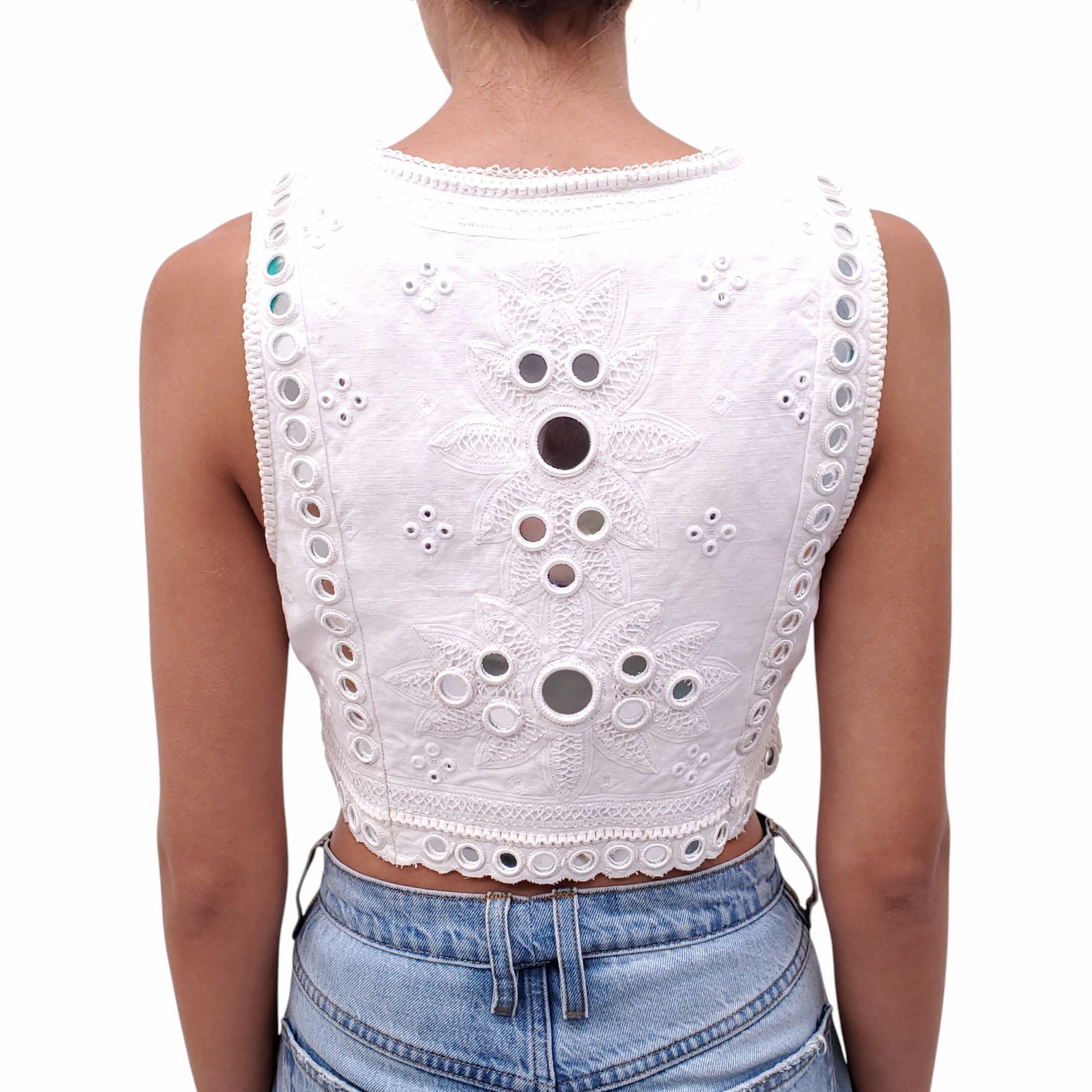 LOVE SHACK FANCY WHITE CAYMAN VEST TOP - SIZE 2