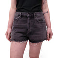 AGOLDE BLACK ACID WASH DISTRESSED DENIM SHORTS - SIZE 30
