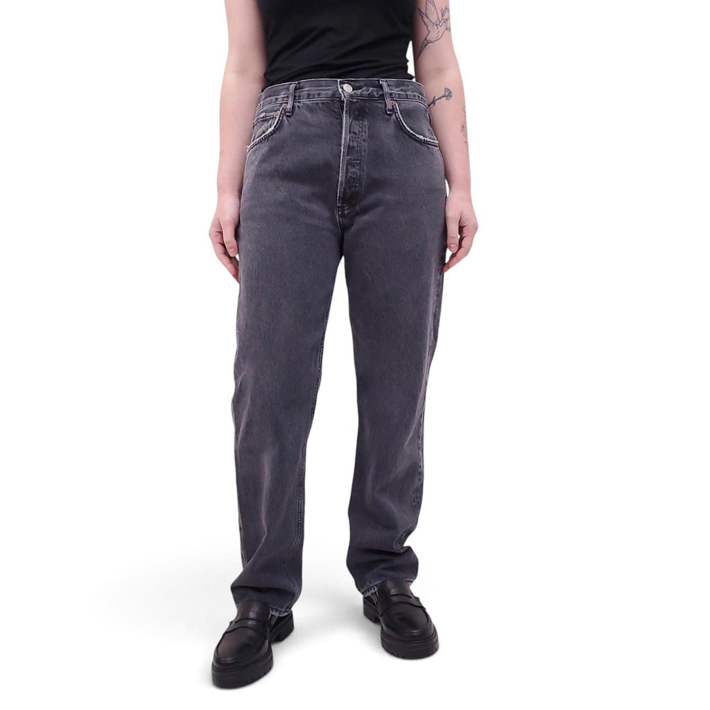 AGOLDE BLACK ACID WASH '90S' PINCH JEANS - SIZE 29