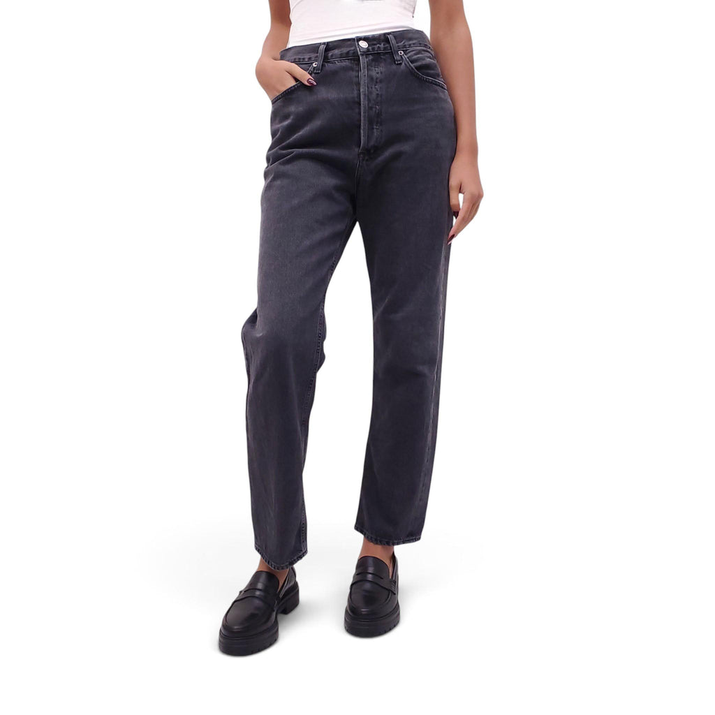AGOLDE BLACK ACID WASH '90S' JEANS - SIZE 27