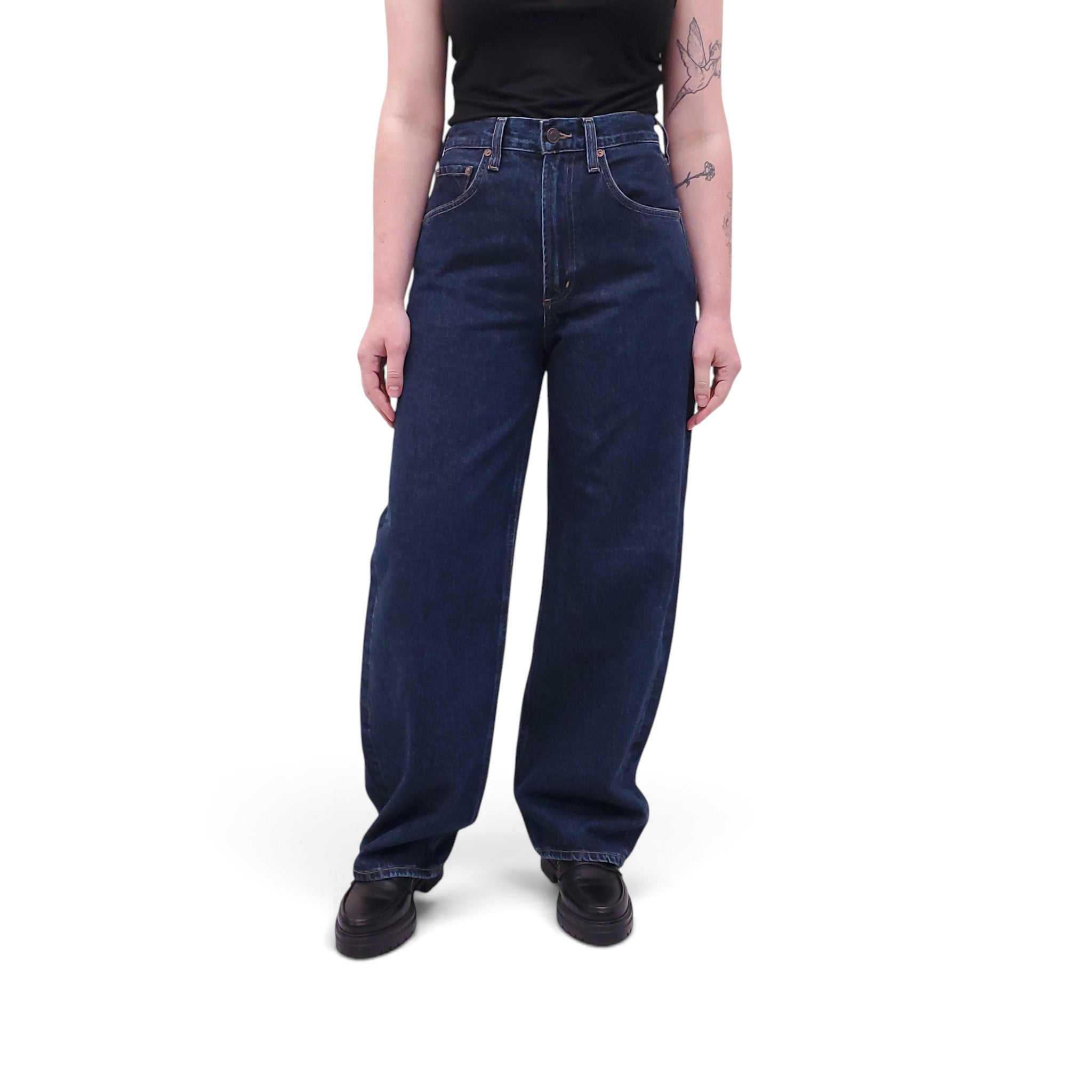 AGOLDE DEEP INDIGO 'LOW CURVE' JEANS - SIZE 25