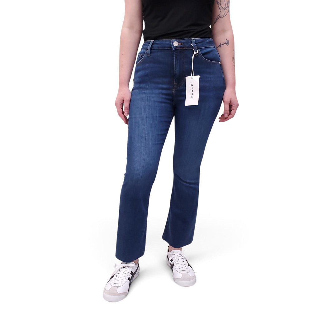 FRAME MEDIUM WASH 'LE CROP MINI BOOT' JEANS - SIZE 27