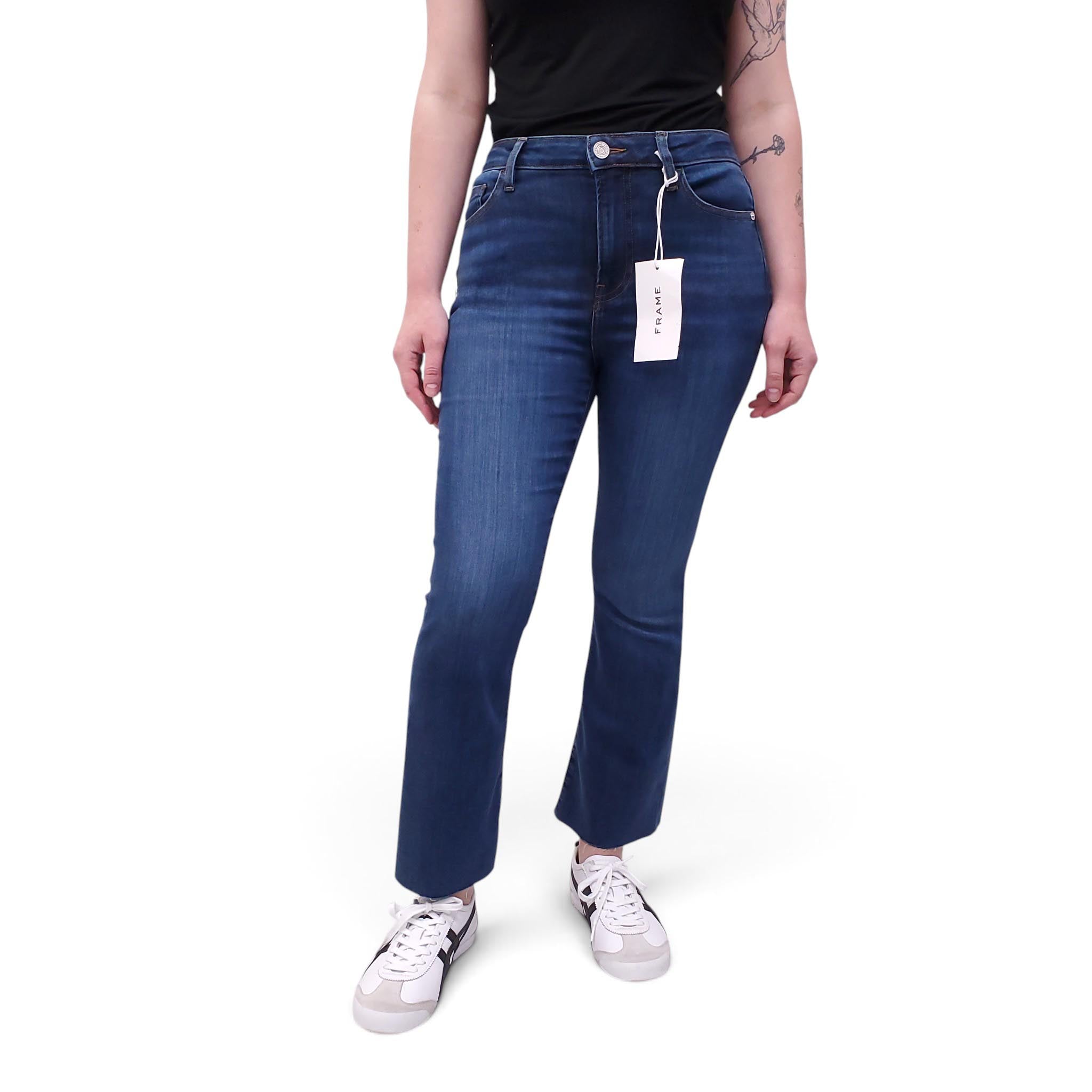 FRAME MEDIUM WASH 'LE CROP MINI BOOT' JEANS - SIZE 27