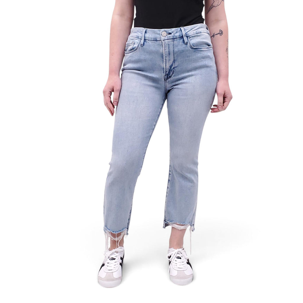 FRAME LIGHT WASH 'LE CROP MINI BOOT' JEANS - SIZE 31