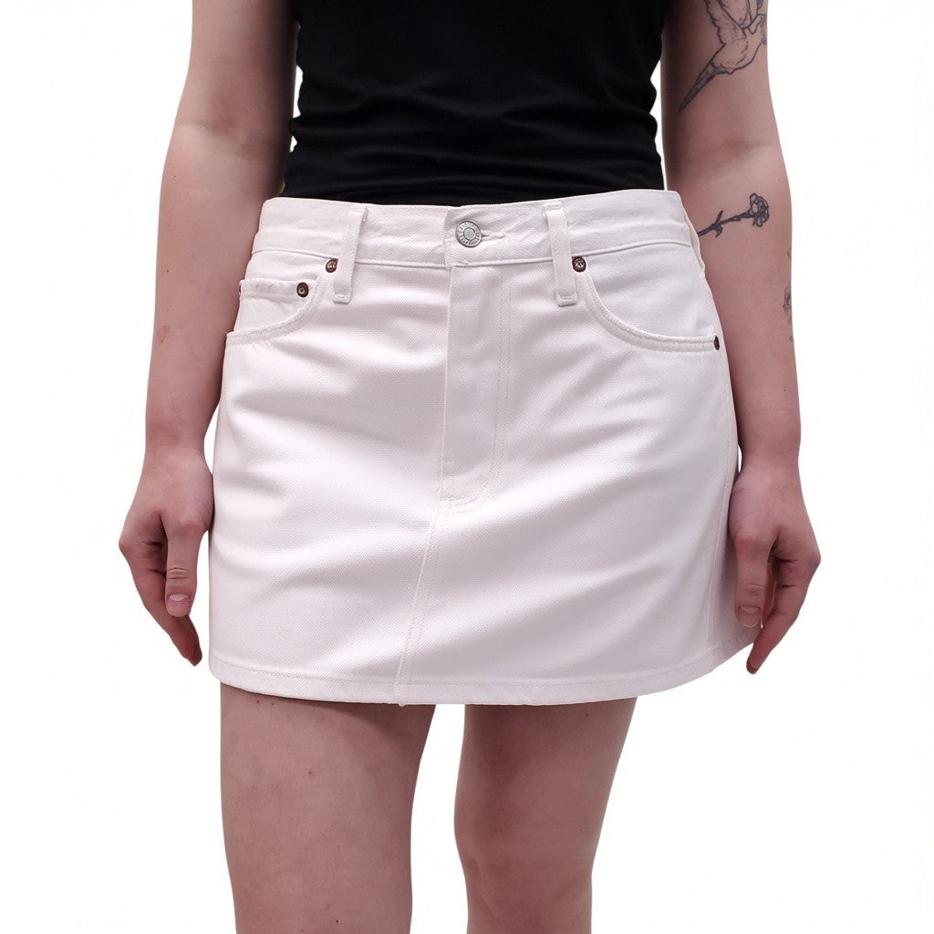 AGOLDE WHITE 'LIV' DENIM SKIRT - SIZE 29