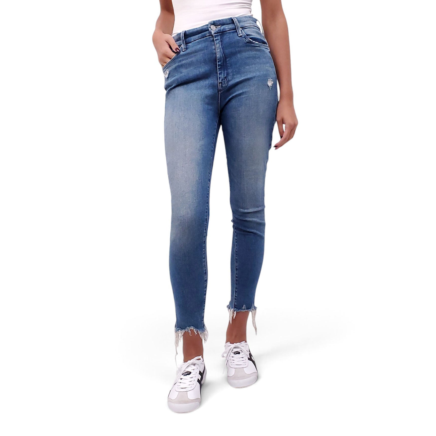 MOTHER 'HIGH WAISTED LOOKER ANKLE CHEW' RAINBOW JEANS - SIZE 29