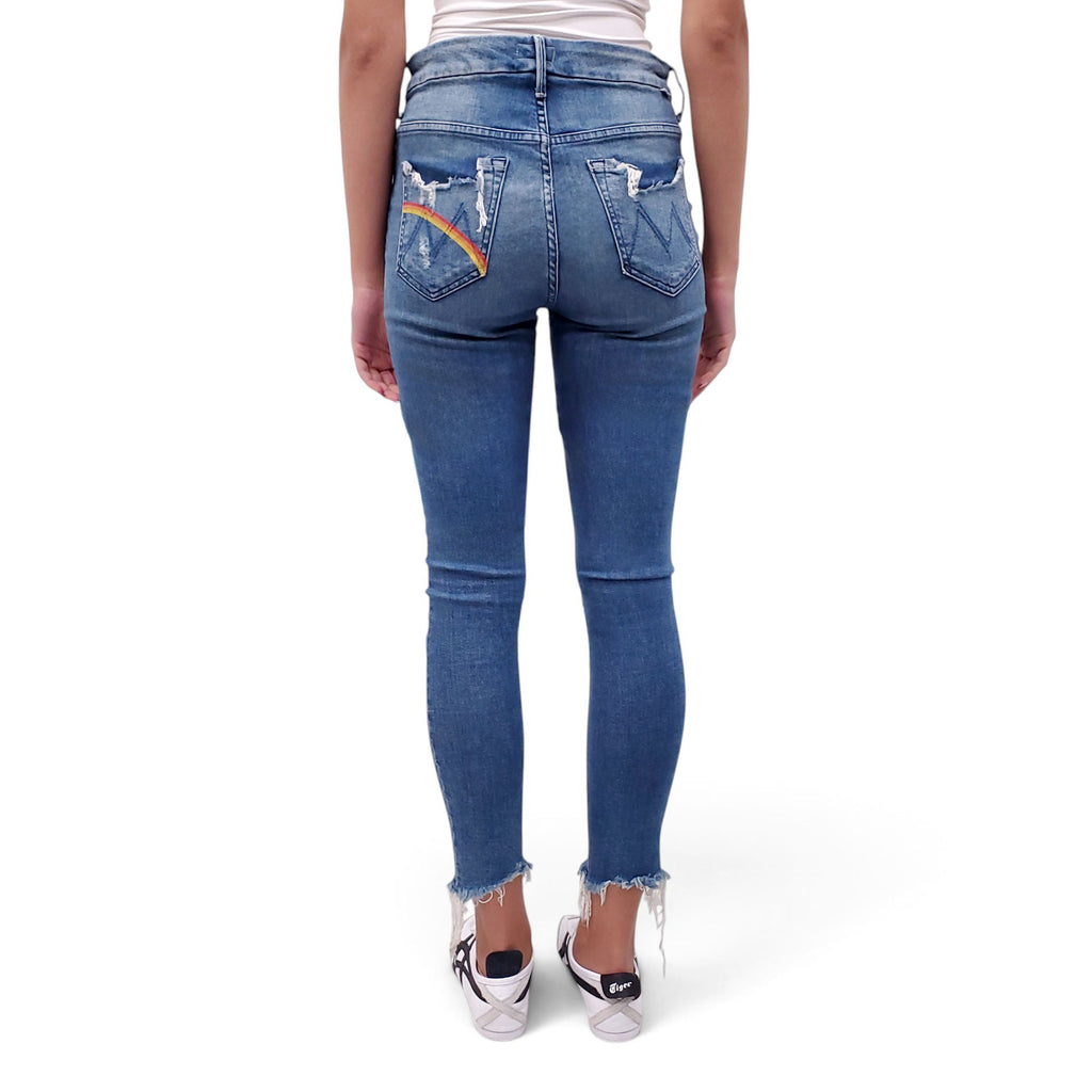MOTHER 'HIGH WAISTED LOOKER ANKLE CHEW' RAINBOW JEANS - SIZE 29