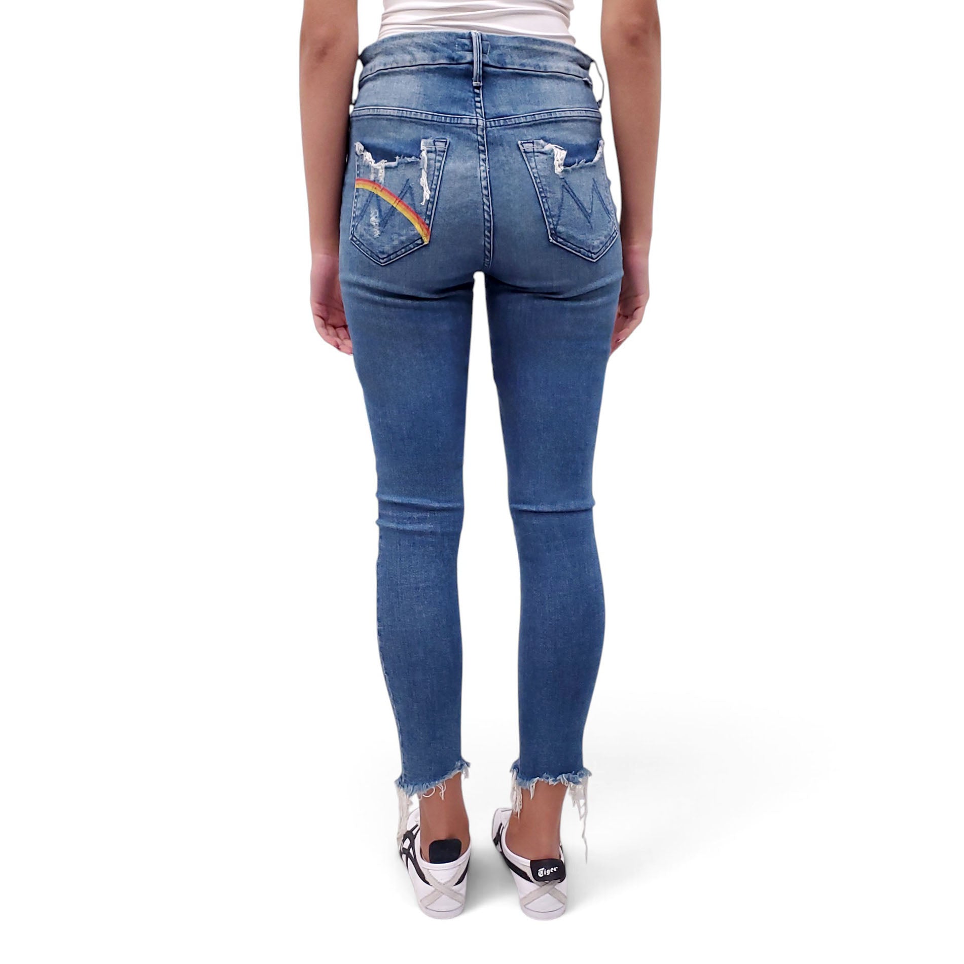 MOTHER 'HIGH WAISTED LOOKER ANKLE CHEW' RAINBOW JEANS - SIZE 29