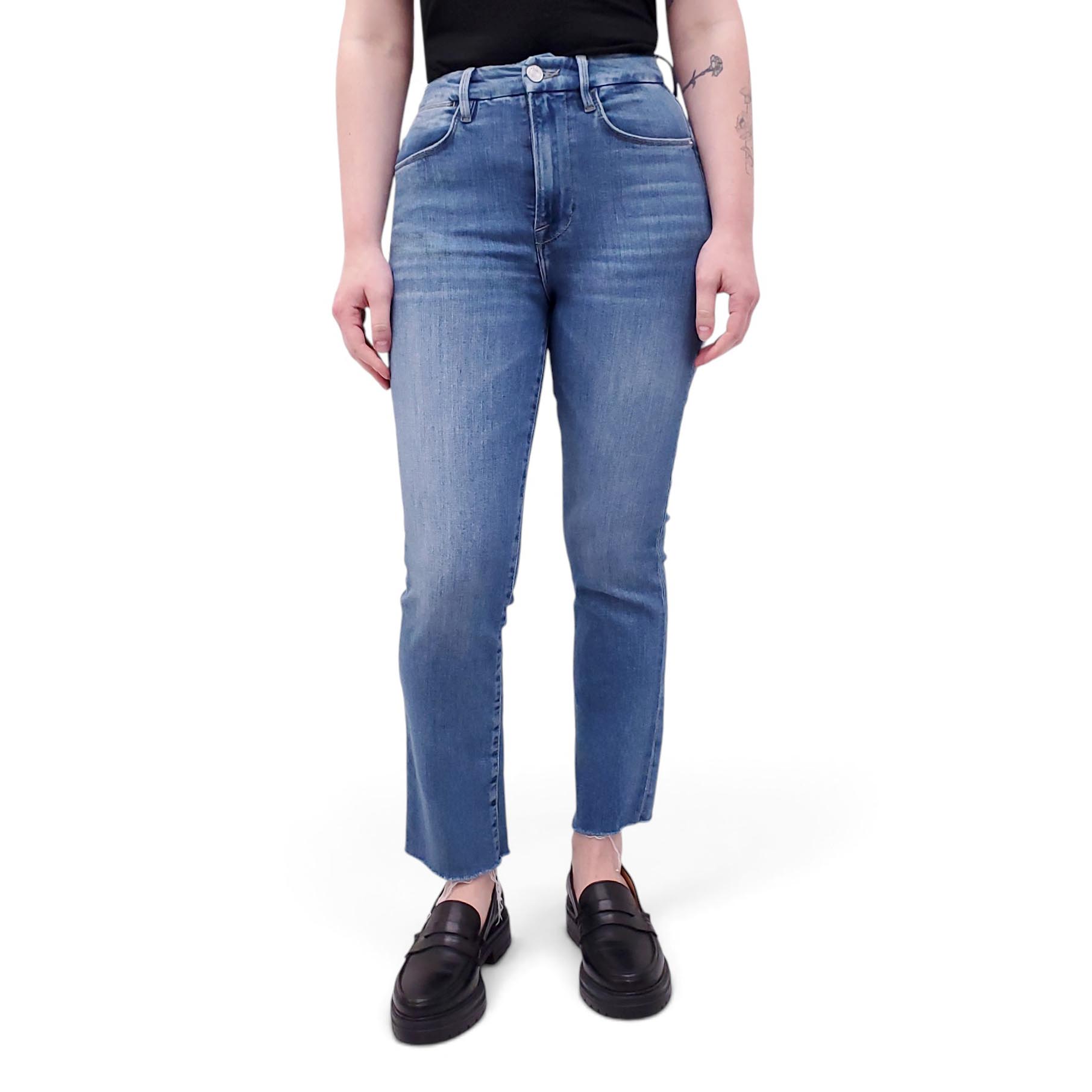 FRAME LIGHT WASH 'LE SUPER HIGH STRAIGHT' JEANS - SIZE 25