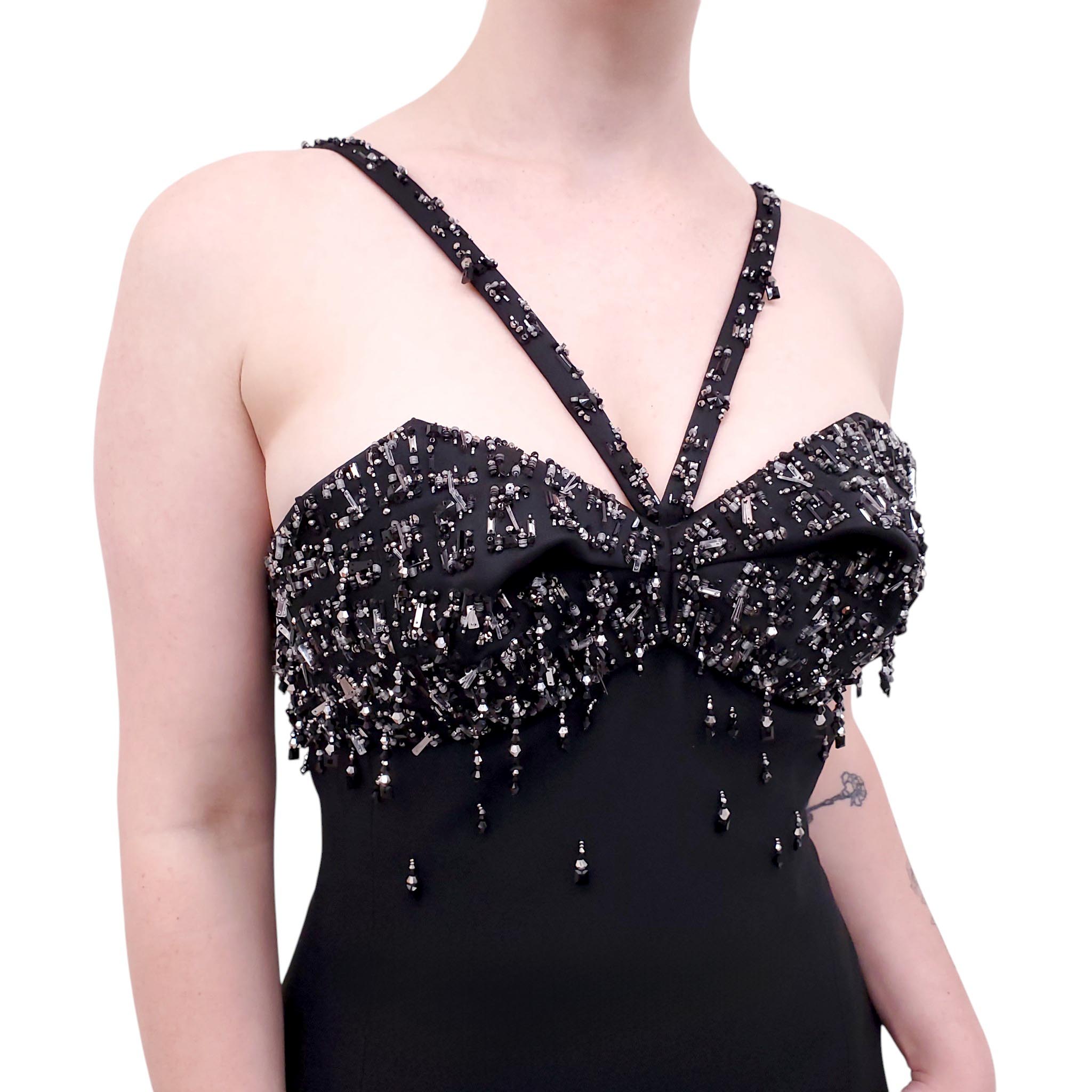 VERSACE RUNWAY BLACK BEADED GOWN - SIZE 46