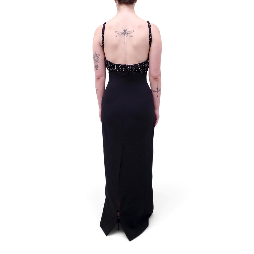 VERSACE RUNWAY BLACK BEADED GOWN - SIZE 46