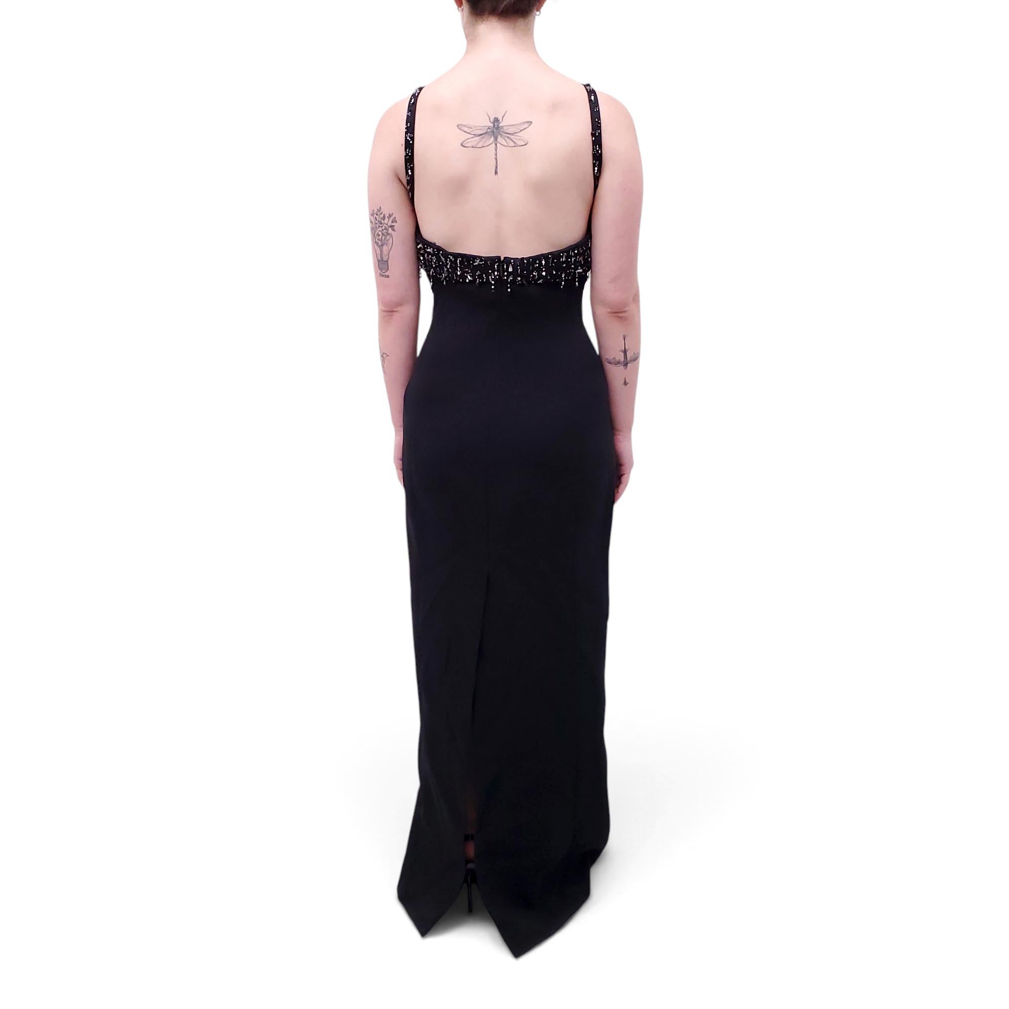 VERSACE RUNWAY BLACK BEADED GOWN - SIZE 46