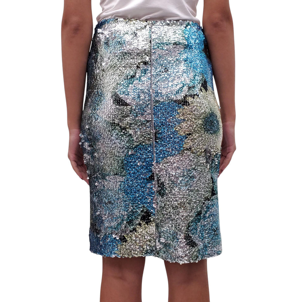 PRISCAVERA SILVER DREW SEQUIN SKIRT - SIZE S